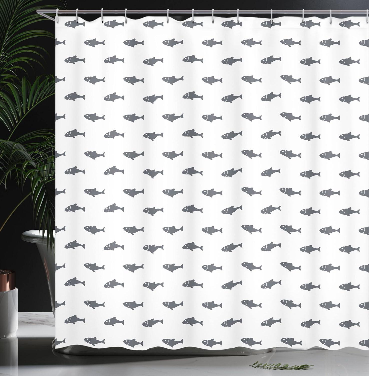 imageAmbesonne Animal Shower Curtain Colorful Design Savannah Themed Cartoon Animals Image Art Forest Woodland Print Cloth Fabric Bathroom Decor Set with Hooks 69 W x 84 L Multicolor Sky BlueCharcoal White