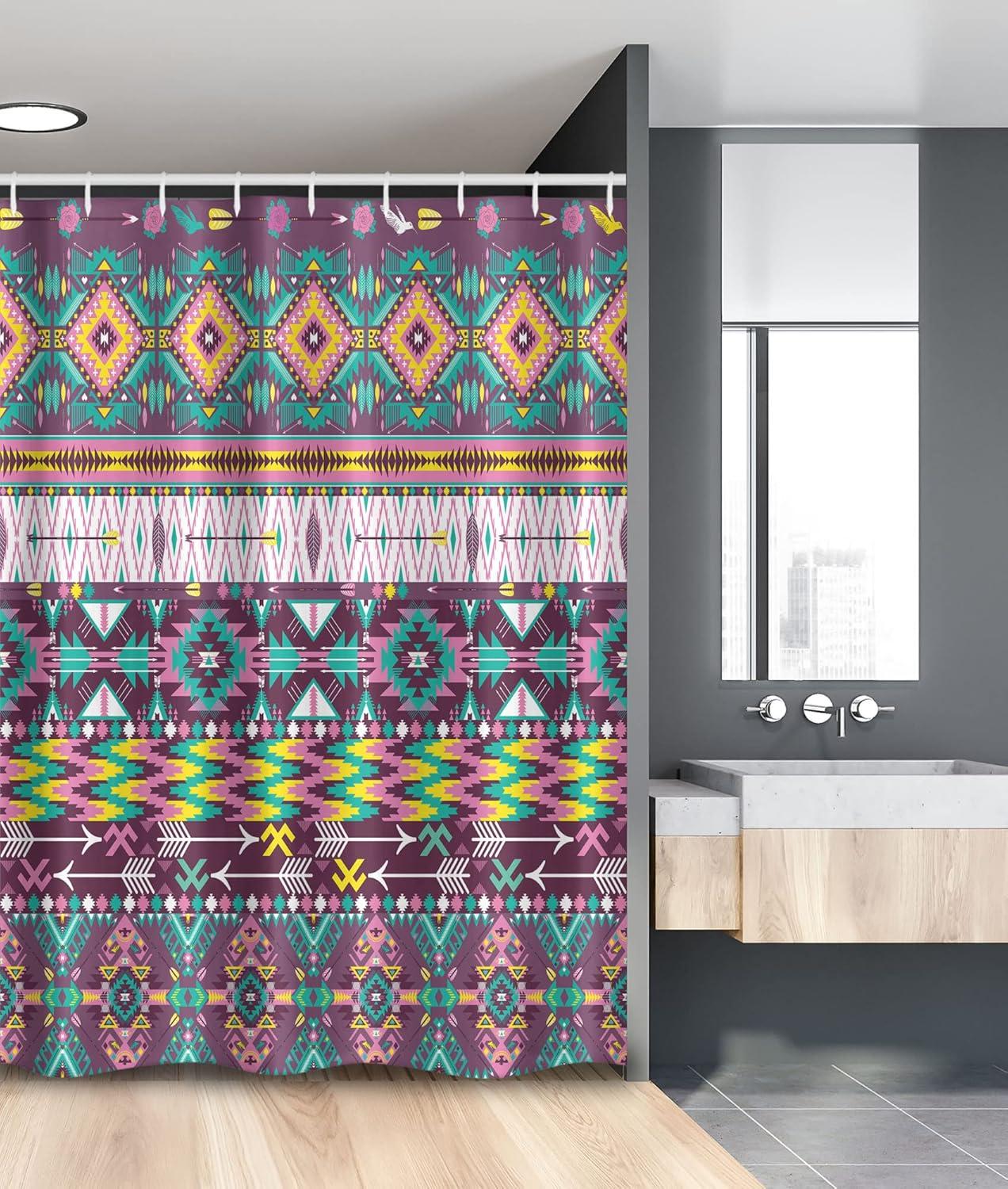 imageAmbesonne Animal Shower Curtain Colorful Design Savannah Themed Cartoon Animals Image Art Forest Woodland Print Cloth Fabric Bathroom Decor Set with Hooks 69 W x 84 L Multicolor Sky BlueTeal Purple Yellow