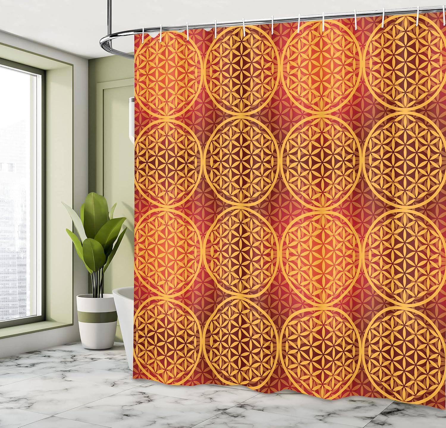 imageAmbesonne Animal Shower Curtain Colorful Design Savannah Themed Cartoon Animals Image Art Forest Woodland Print Cloth Fabric Bathroom Decor Set with Hooks 69 W x 84 L Multicolor Sky BlueMustard Orange