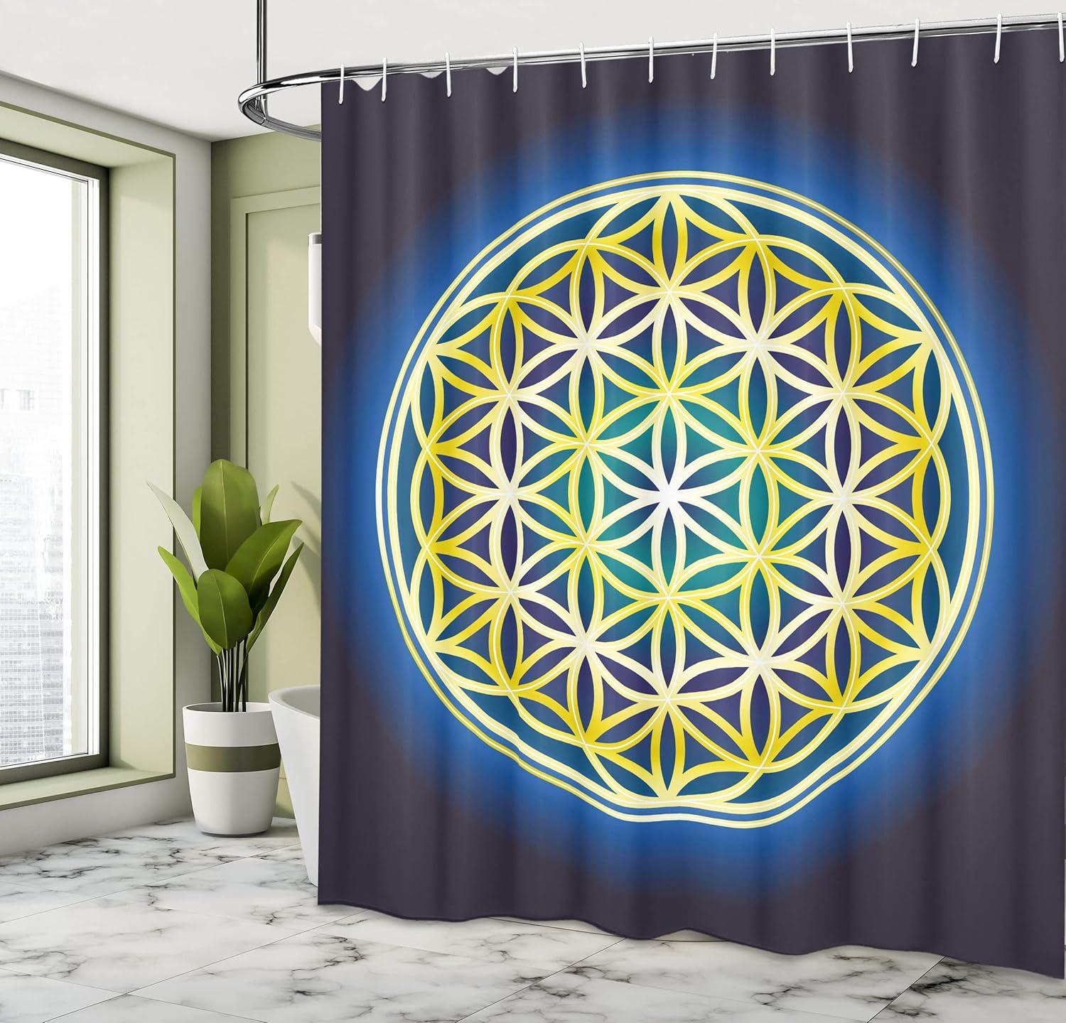 imageAmbesonne Animal Shower Curtain Colorful Design Savannah Themed Cartoon Animals Image Art Forest Woodland Print Cloth Fabric Bathroom Decor Set with Hooks 69 W x 84 L Multicolor Sky BlueViolet Blue Indigo