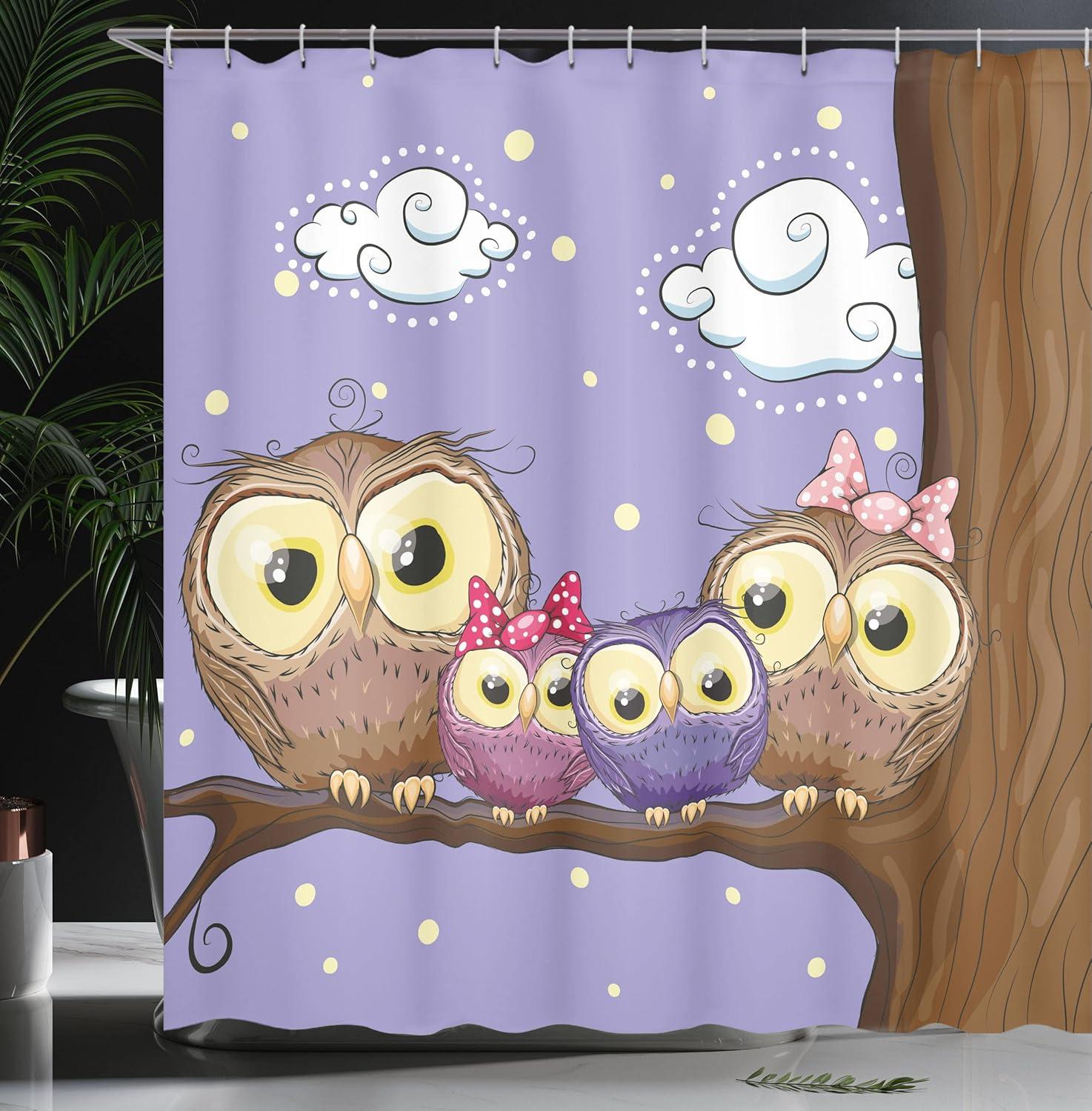 imageAmbesonne Animal Shower Curtain Colorful Design Savannah Themed Cartoon Animals Image Art Forest Woodland Print Cloth Fabric Bathroom Decor Set with Hooks 69 W x 84 L Multicolor Sky BlueLavender and Brown
