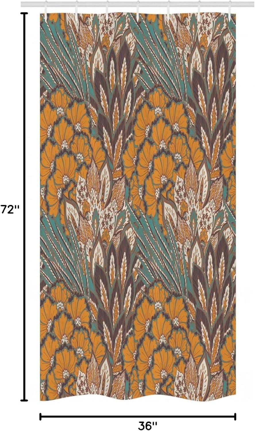 imageAmbesonne Animal Shower Curtain Colorful Design Savannah Themed Cartoon Animals Image Art Forest Woodland Print Cloth Fabric Bathroom Decor Set with Hooks 69 W x 84 L Multicolor Sky BluePetrol Blue Pale Coffee