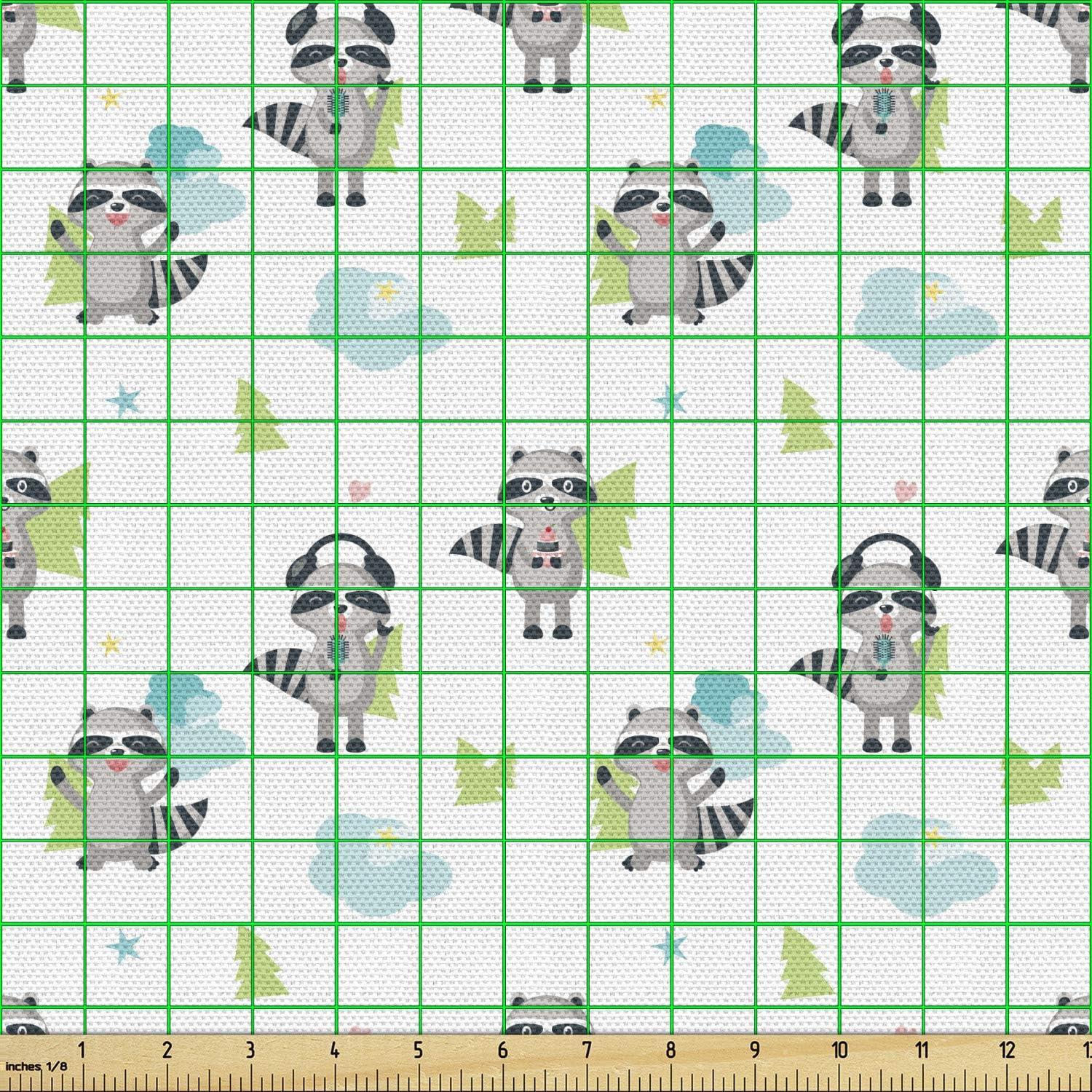imageAmbesonne Bird Print Fabric by The Yard Cartoon Pattern with Flying Pelicans Decorative Fabric for Upholstery and Home Accents 1 Yard EggshellGrey Green