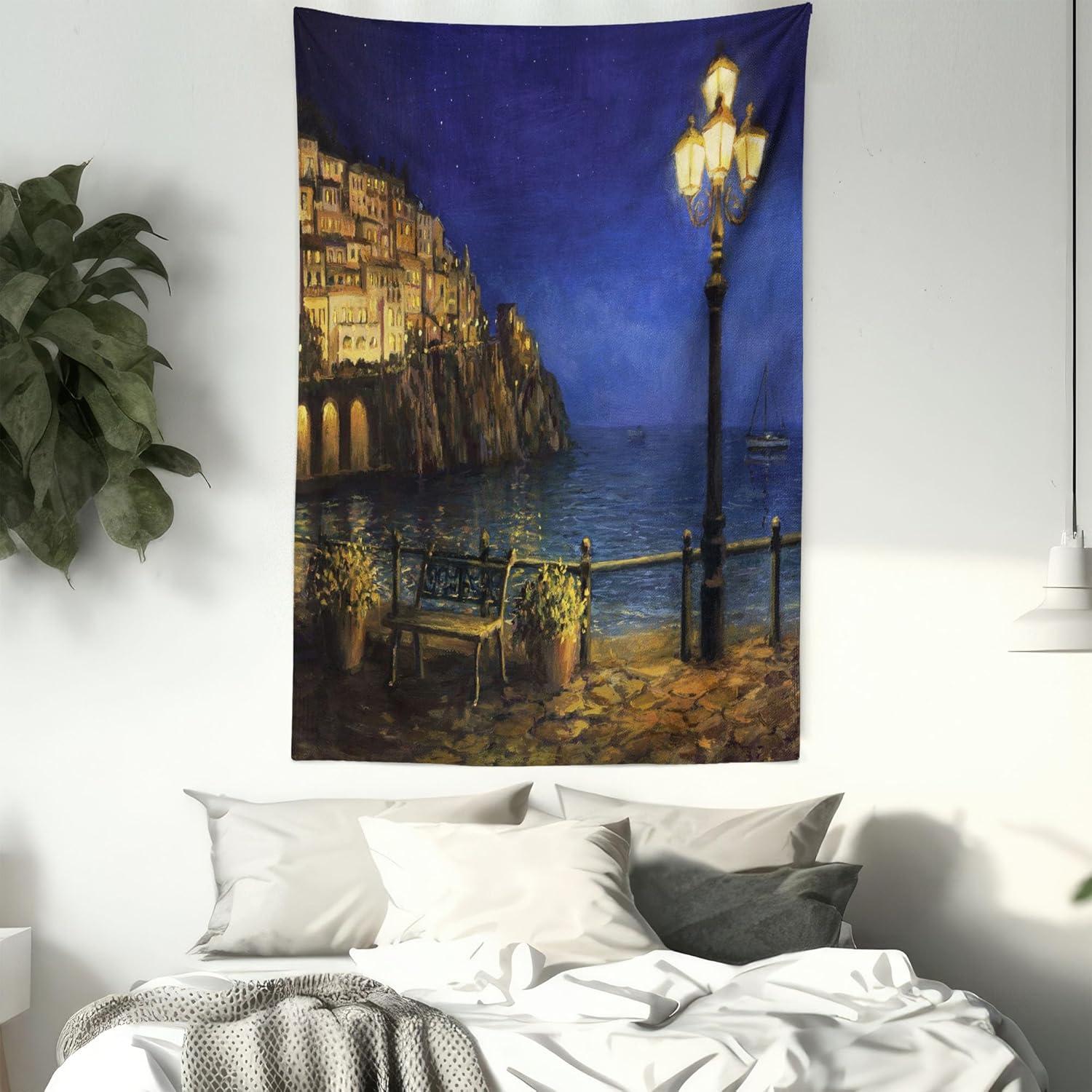 imageAmbesonne Cat Tapestry Cartoon Cat in Various Poses Sleepy Lying Dreaming Expression Comic Wall Hanging for Bedroom Living Room Dorm Decor 40 X 60 Turquoise ApricotBlue Brown