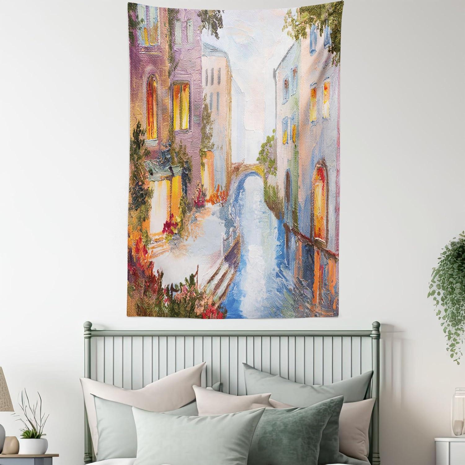 imageAmbesonne Cat Tapestry Cartoon Cat in Various Poses Sleepy Lying Dreaming Expression Comic Wall Hanging for Bedroom Living Room Dorm Decor 40 X 60 Turquoise ApricotOrange Ivory