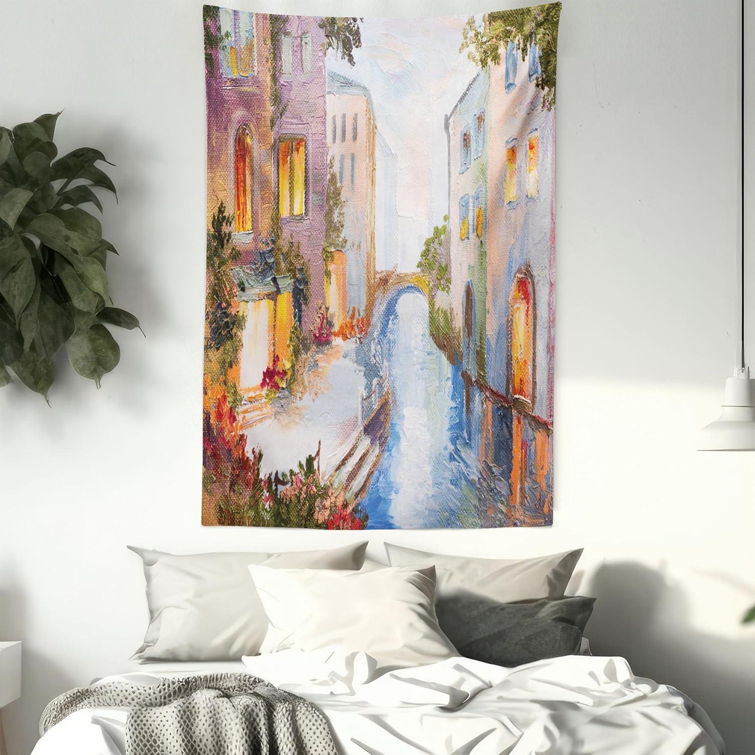 imageAmbesonne Cat Tapestry Cartoon Cat in Various Poses Sleepy Lying Dreaming Expression Comic Wall Hanging for Bedroom Living Room Dorm Decor 40 X 60 Turquoise ApricotOrange Ivory