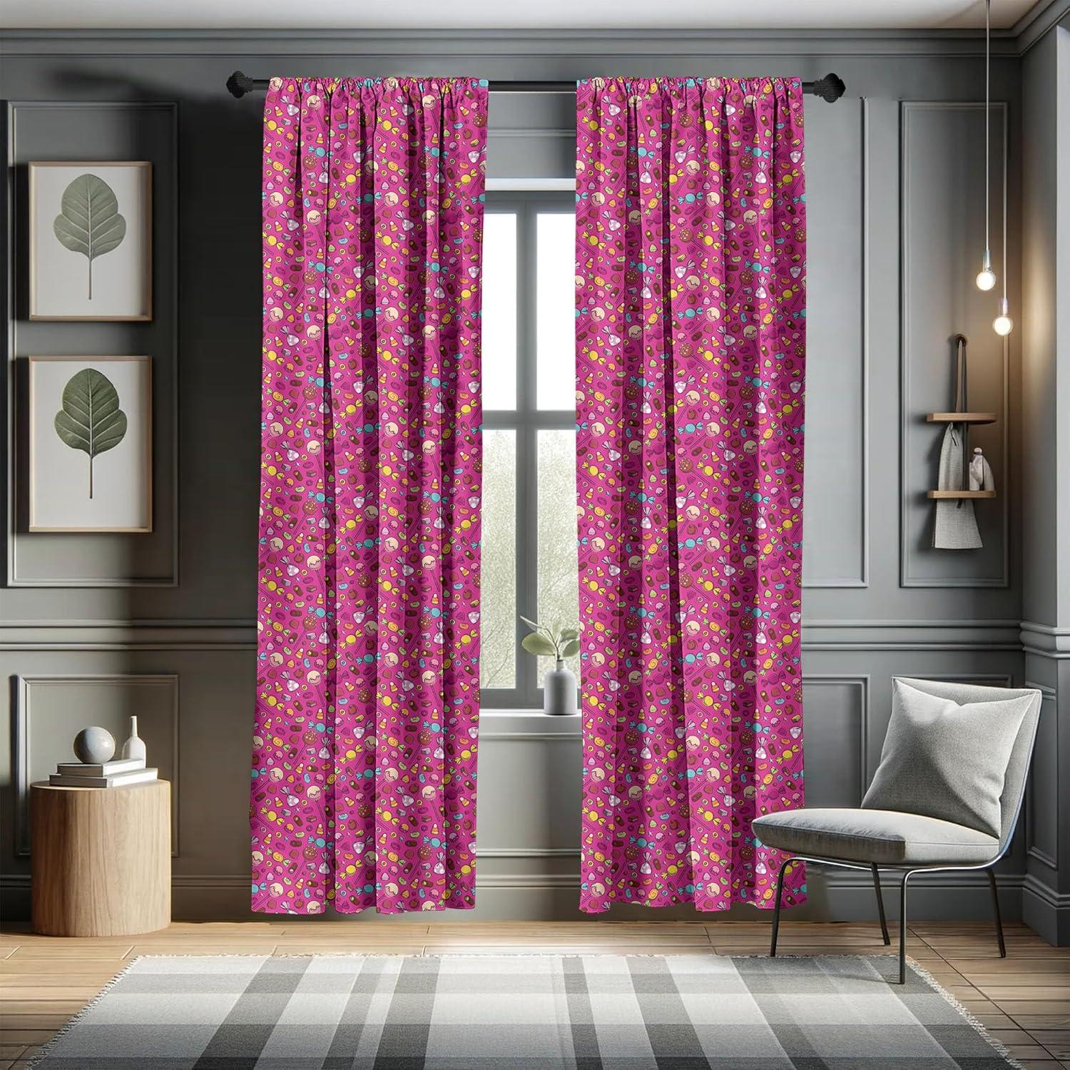 imageAmbesonne Dessert Window Curtains Spiral Candies Lollipop Ice Cream Bakery Cupcakes Birthday Cartoon Lightweight Decor 2Panel Set with Rod Pocket Pair of 28 x 95 Magenta and MulticolorMagenta and Multicolor