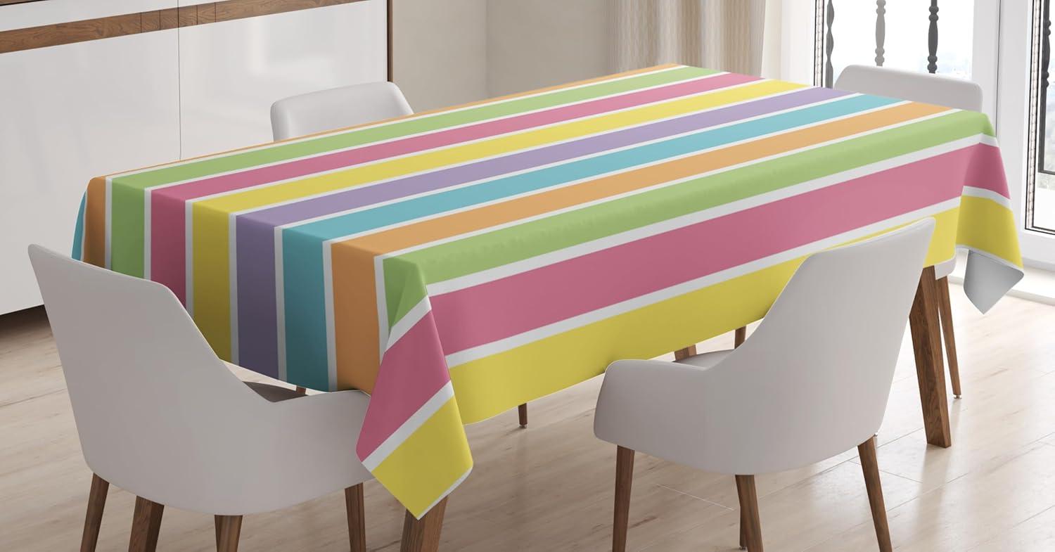 imageAmbesonne Easter Tablecloth Orange Carrots Colorful Eggs and Dots in Cartoon Style Fresh and Healthy Bunny Food Dining Room Kitchen Rectangular Table Cover 52 X 70Dark OrangeRainbow
