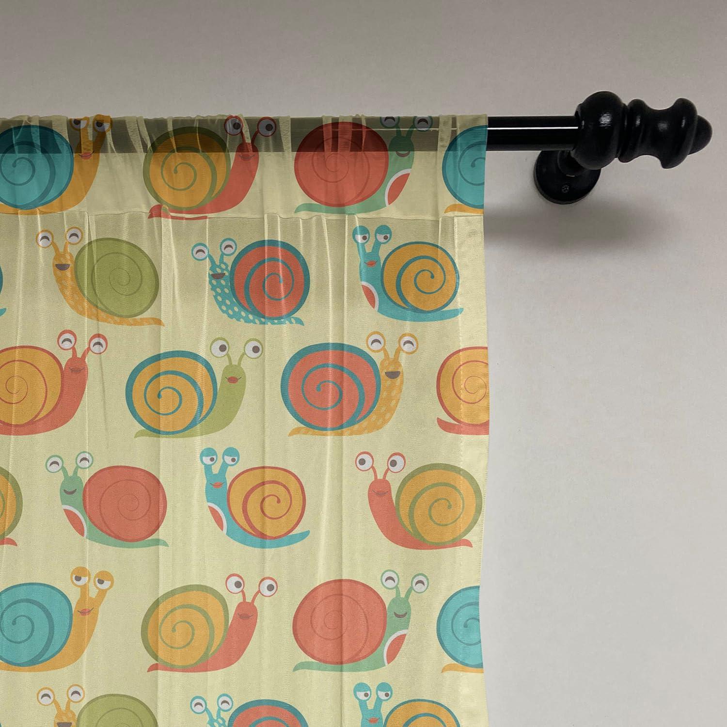 imageAmbesonne Snail Tulle Curtains with Rod Pocket Numerous Repetitive Colorful Cartoon Shell Animals Character Illustration Sheer Drape for Wedding Party 2 Panels 108 x 72 Pale Yellow MulticolorPale Yellow Multicolor