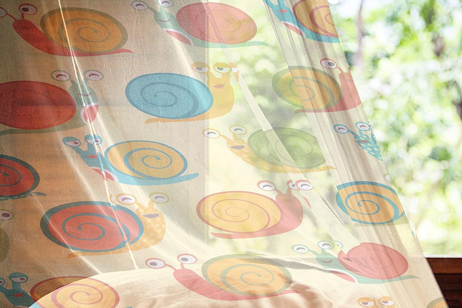 imageAmbesonne Snail Tulle Curtains with Rod Pocket Numerous Repetitive Colorful Cartoon Shell Animals Character Illustration Sheer Drape for Wedding Party 2 Panels 108 x 72 Pale Yellow MulticolorPale Yellow Multicolor