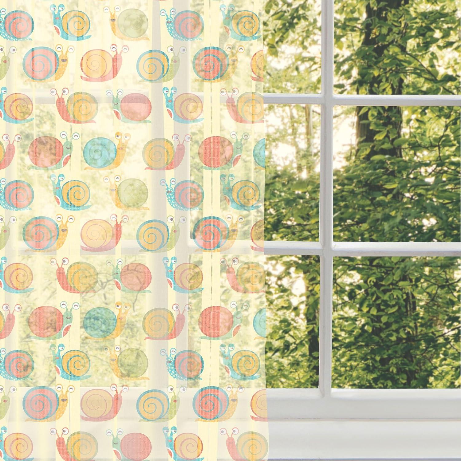 imageAmbesonne Snail Tulle Curtains with Rod Pocket Numerous Repetitive Colorful Cartoon Shell Animals Character Illustration Sheer Drape for Wedding Party 2 Panels 108 x 72 Pale Yellow MulticolorPale Yellow Multicolor