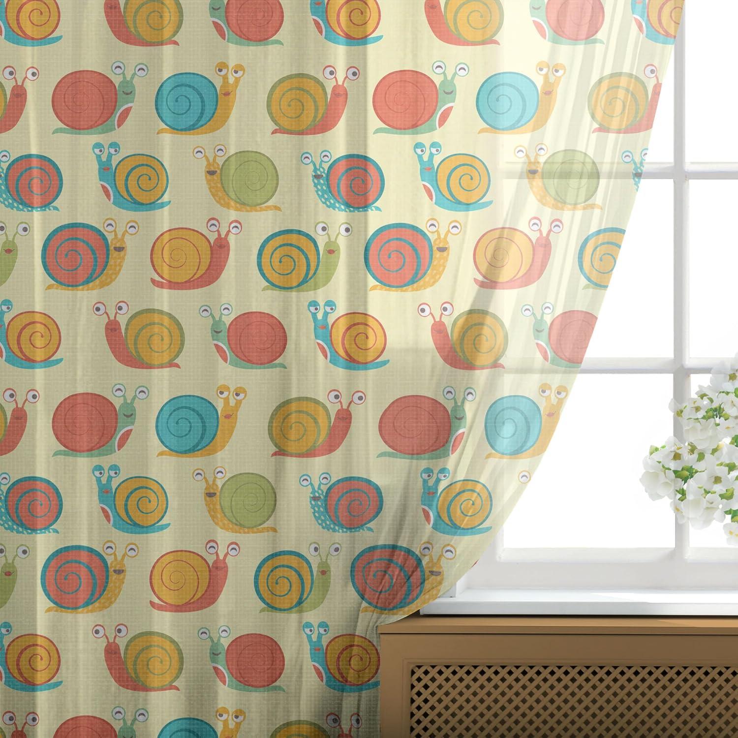imageAmbesonne Snail Tulle Curtains with Rod Pocket Numerous Repetitive Colorful Cartoon Shell Animals Character Illustration Sheer Drape for Wedding Party 2 Panels 108 x 72 Pale Yellow MulticolorPale Yellow Multicolor