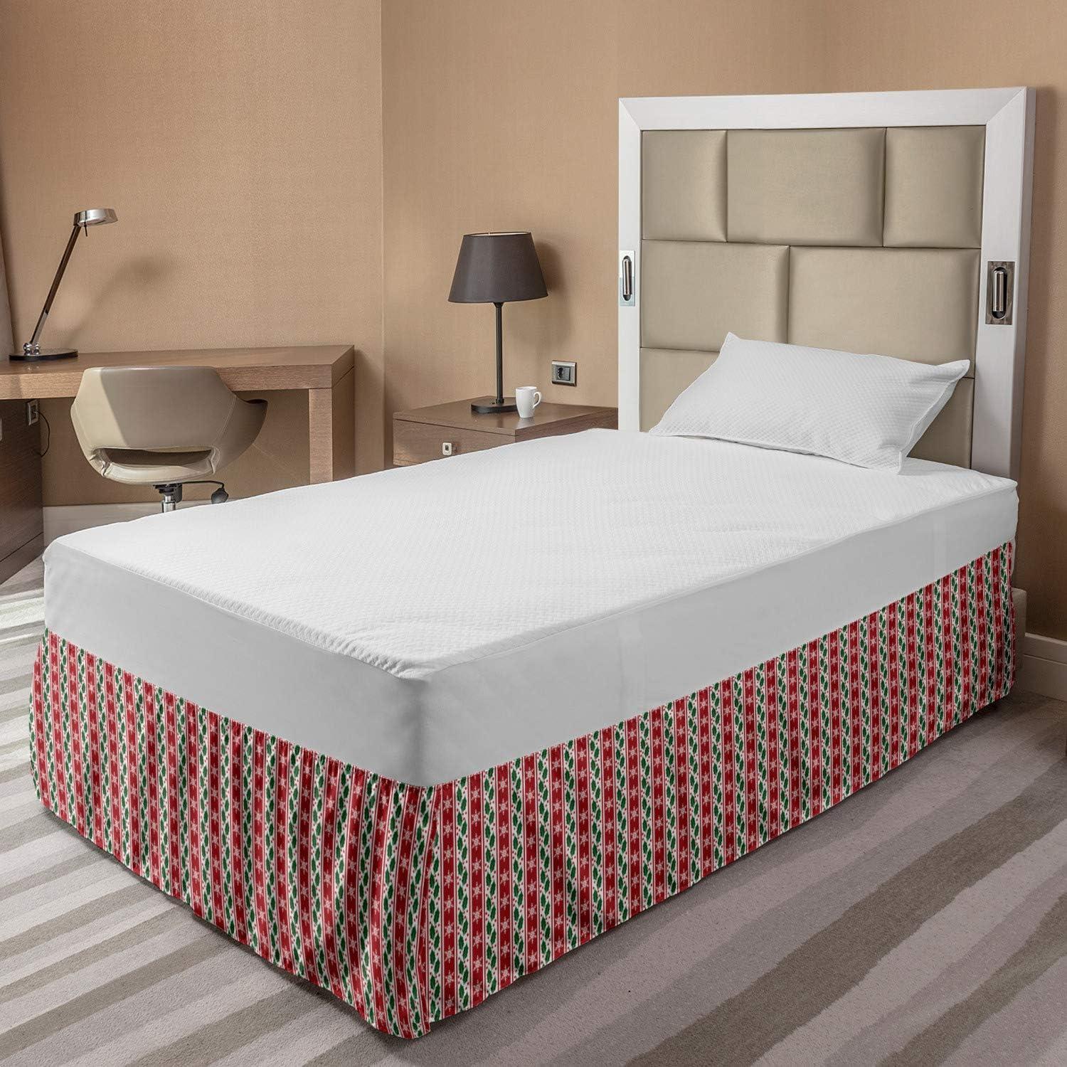 imageAmbesonne Strawberry Bed Skirt Continuous Cartoon Style Simplistic Summer Time Strawberries Art Elastic Bedskirt Dust Ruffle Wrap Around for Bedding Decor Full Rose Dark Pink and GreenRuby Fern Green