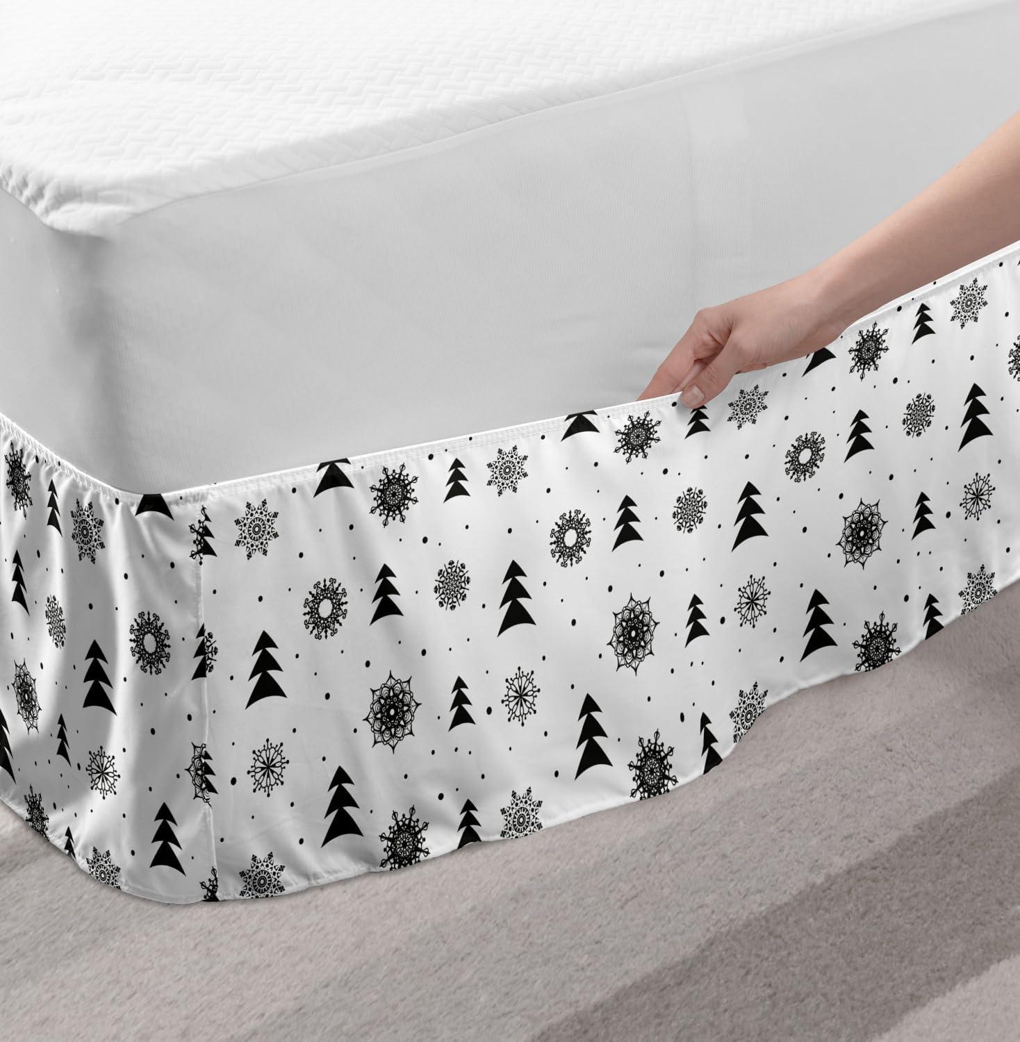 imageAmbesonne Strawberry Bed Skirt Continuous Cartoon Style Simplistic Summer Time Strawberries Art Elastic Bedskirt Dust Ruffle Wrap Around for Bedding Decor Full Rose Dark Pink and GreenWhite