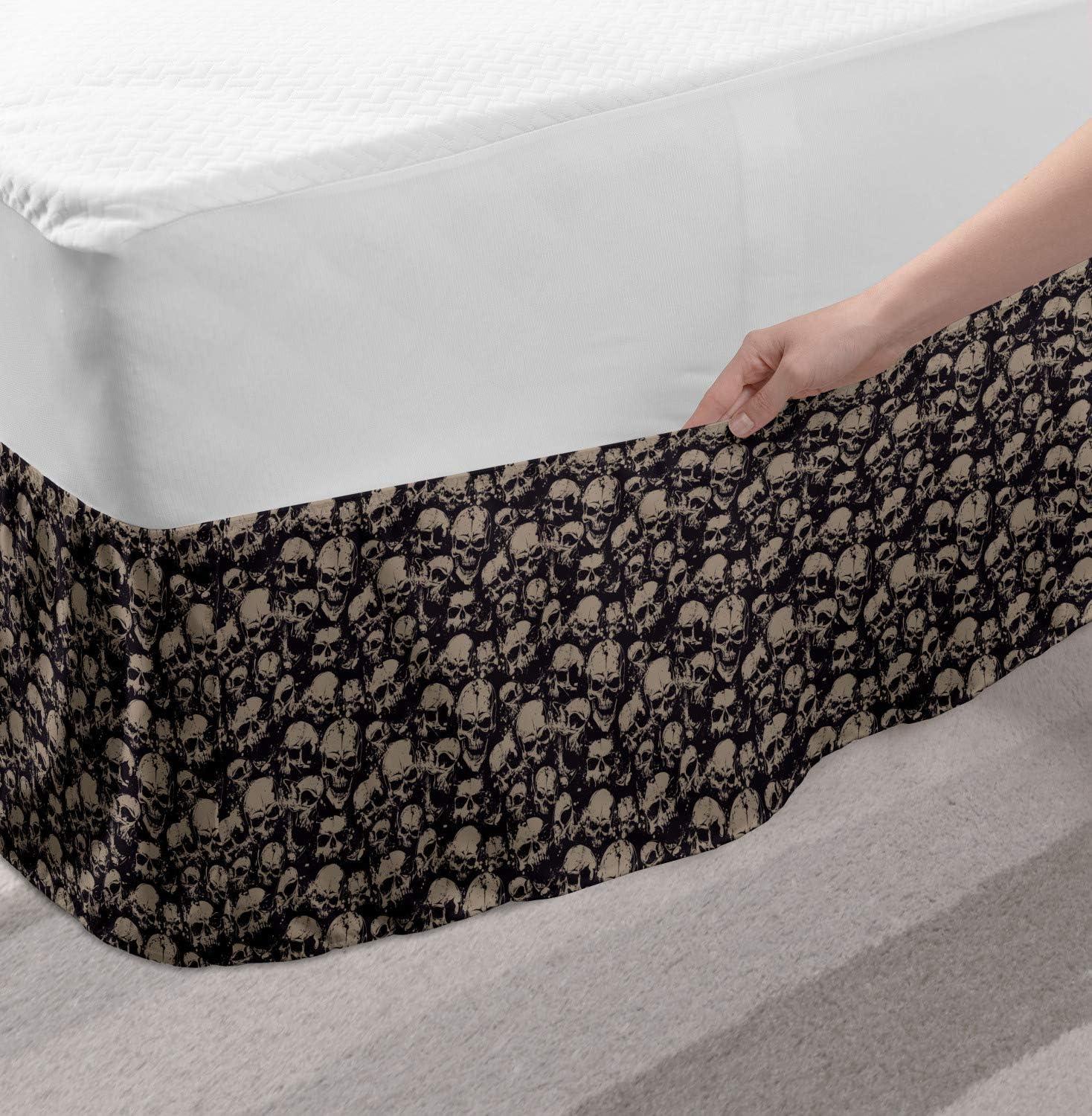 imageAmbesonne Strawberry Bed Skirt Continuous Cartoon Style Simplistic Summer Time Strawberries Art Elastic Bedskirt Dust Ruffle Wrap Around for Bedding Decor Full Rose Dark Pink and GreenCharcoal Grey Tan
