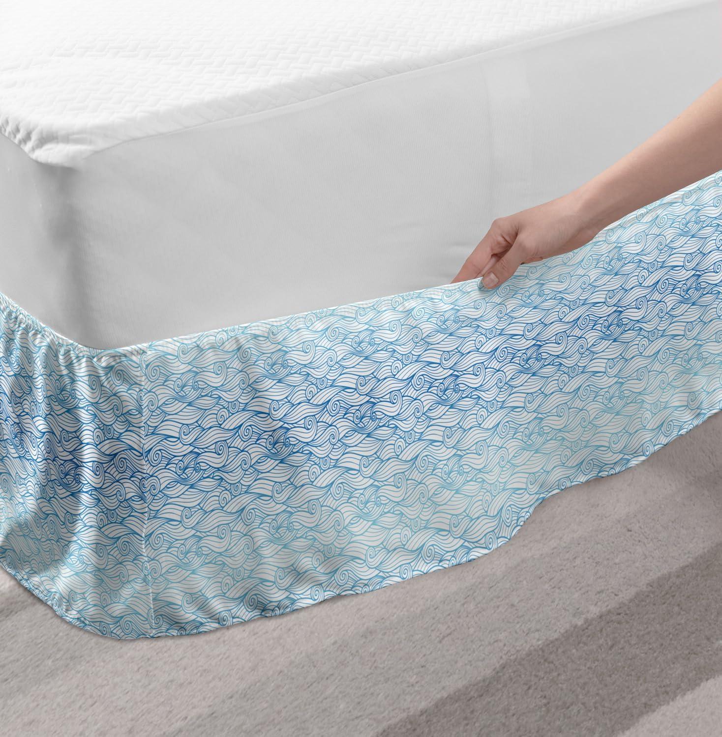 imageAmbesonne Strawberry Bed Skirt Continuous Cartoon Style Simplistic Summer Time Strawberries Art Elastic Bedskirt Dust Ruffle Wrap Around for Bedding Decor Full Rose Dark Pink and GreenDark Turquoise White