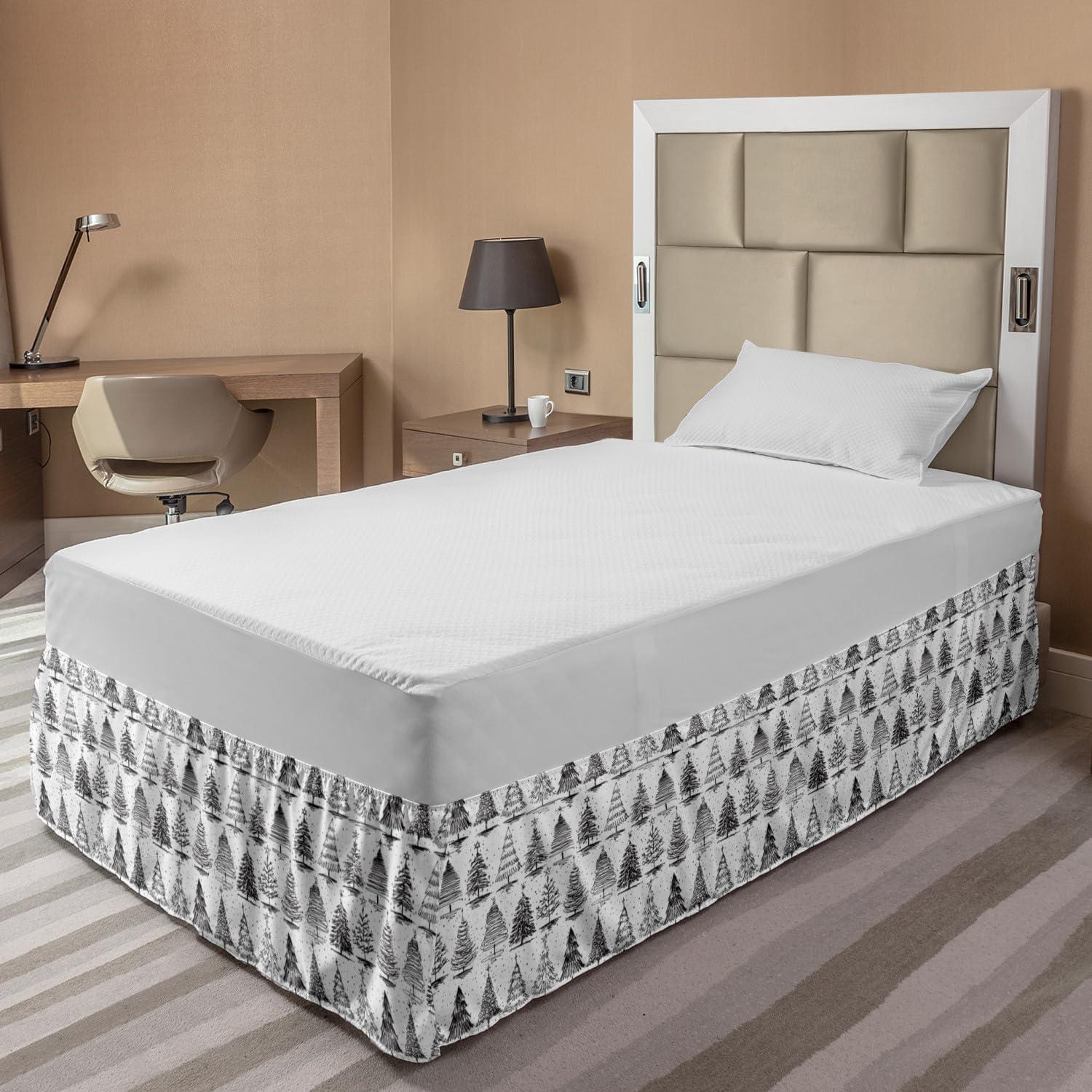 imageAmbesonne Strawberry Bed Skirt Continuous Cartoon Style Simplistic Summer Time Strawberries Art Elastic Bedskirt Dust Ruffle Wrap Around for Bedding Decor Full Rose Dark Pink and GreenCharcoal Grey White