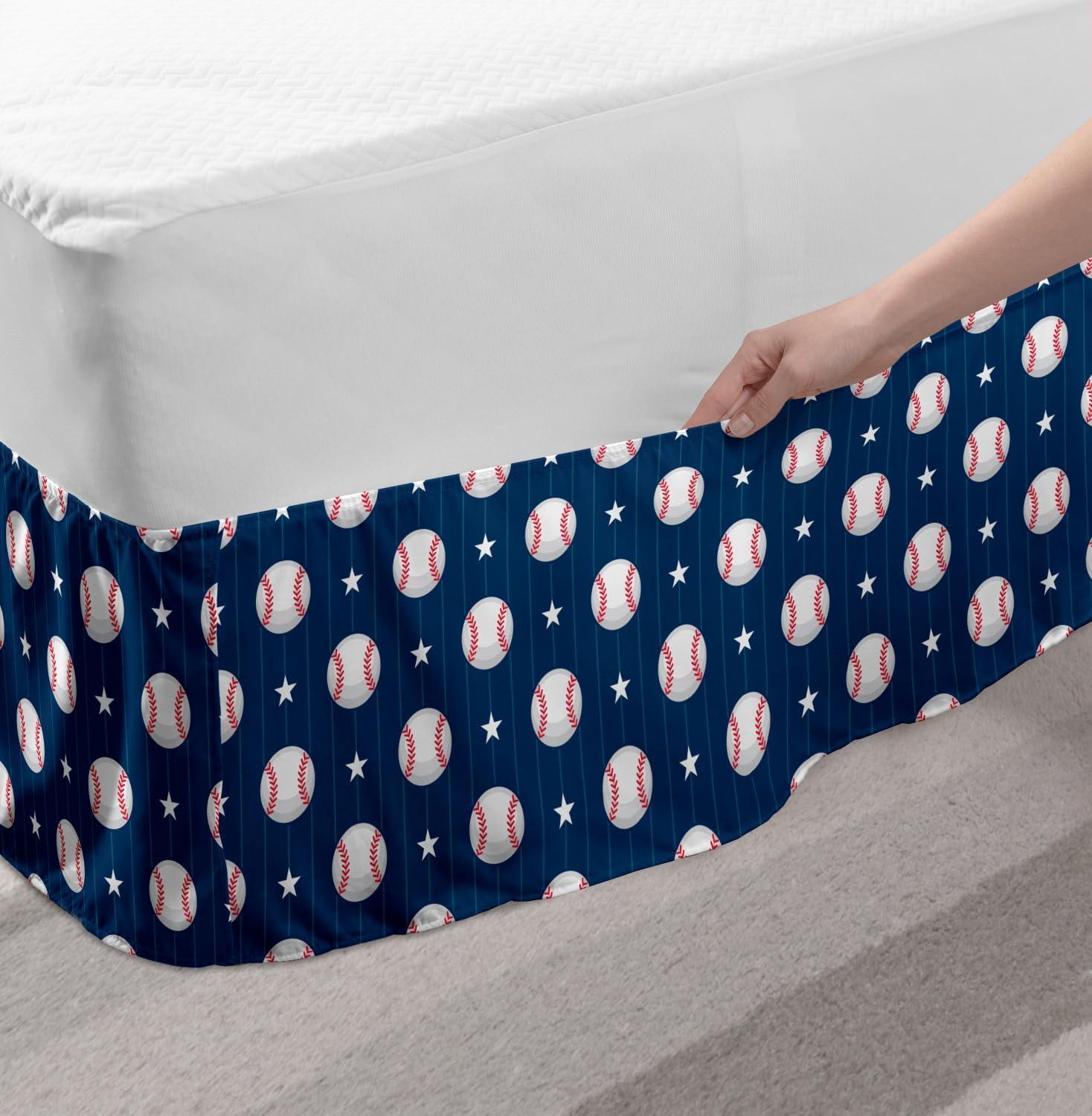 imageAmbesonne Strawberry Bed Skirt Continuous Cartoon Style Simplistic Summer Time Strawberries Art Elastic Bedskirt Dust Ruffle Wrap Around for Bedding Decor Full Rose Dark Pink and GreenNight Blue Red White