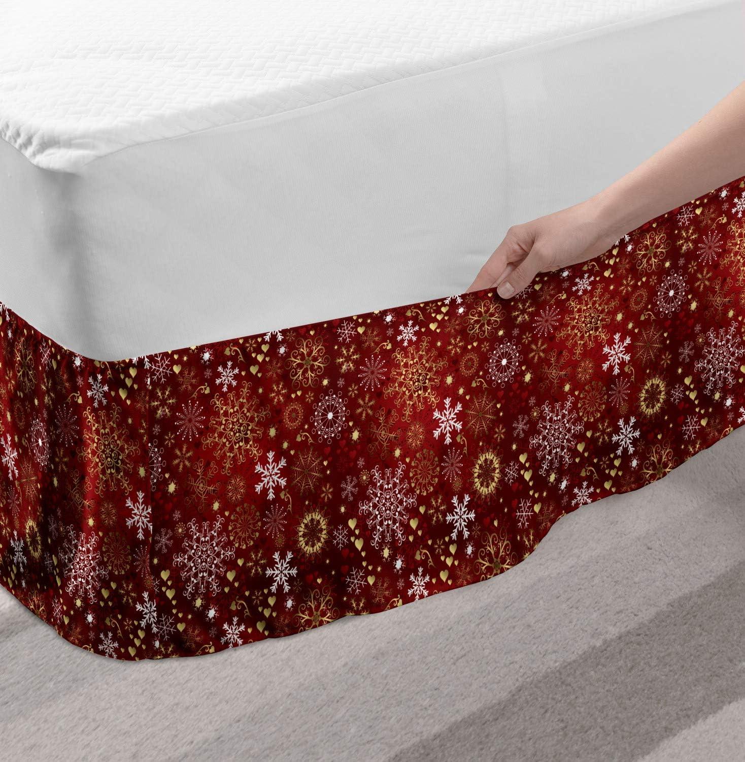 imageAmbesonne Strawberry Bed Skirt Continuous Cartoon Style Simplistic Summer Time Strawberries Art Elastic Bedskirt Dust Ruffle Wrap Around for Bedding Decor Full Rose Dark Pink and GreenVermilion Yellow White