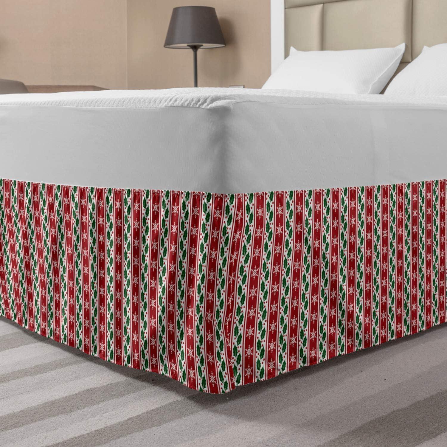 imageAmbesonne Strawberry Bed Skirt Continuous Cartoon Style Simplistic Summer Time Strawberries Art Elastic Bedskirt Dust Ruffle Wrap Around for Bedding Decor Full Rose Dark Pink and GreenRuby Fern Green