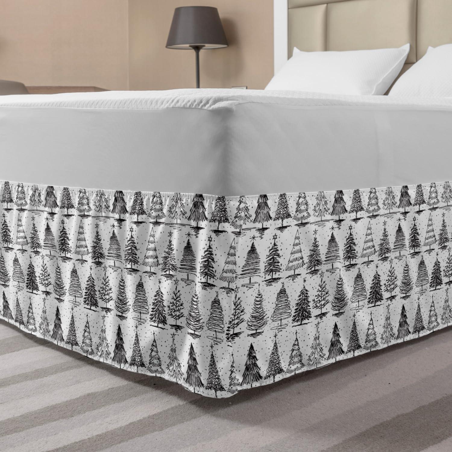 imageAmbesonne Strawberry Bed Skirt Continuous Cartoon Style Simplistic Summer Time Strawberries Art Elastic Bedskirt Dust Ruffle Wrap Around for Bedding Decor Full Rose Dark Pink and GreenCharcoal Grey White