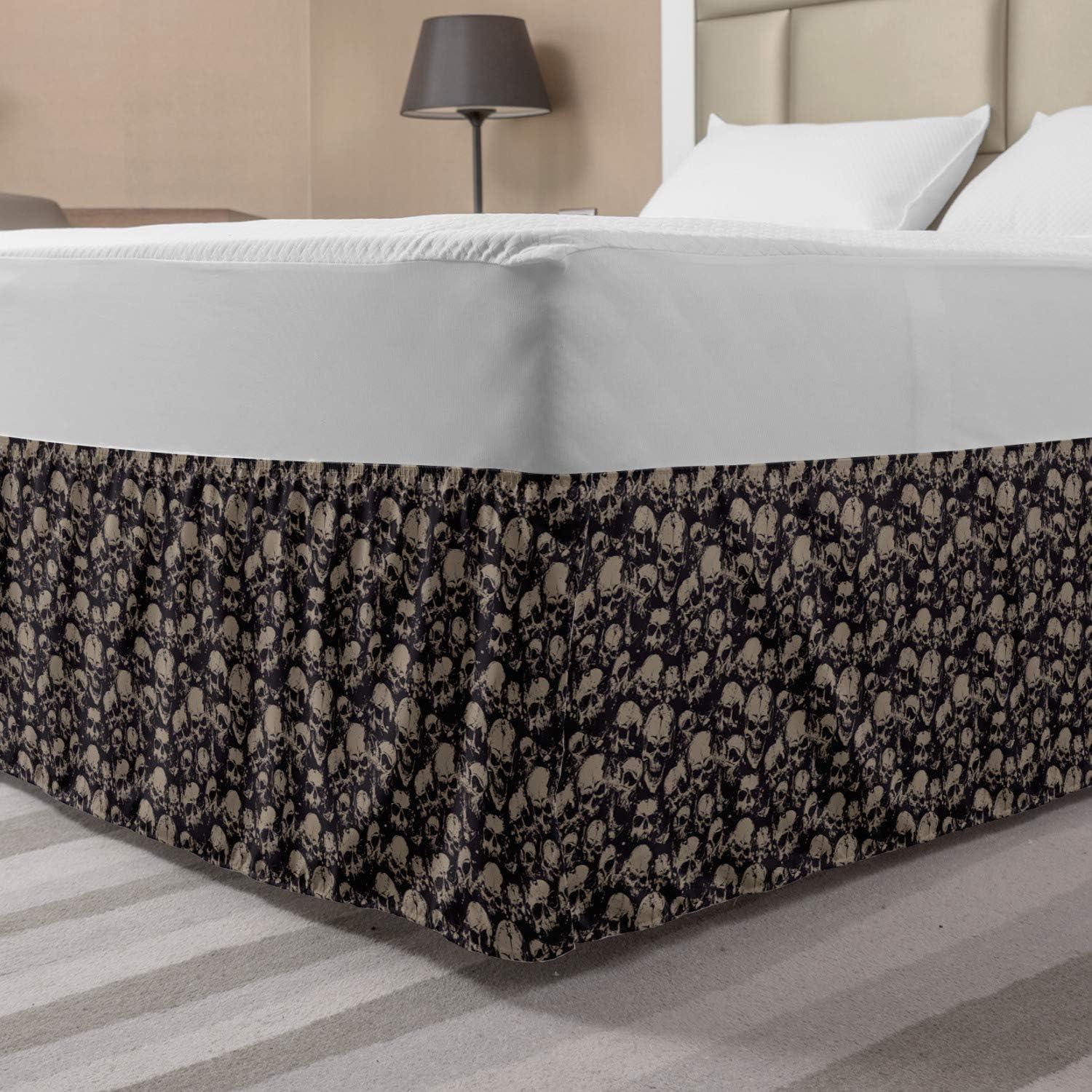 imageAmbesonne Strawberry Bed Skirt Continuous Cartoon Style Simplistic Summer Time Strawberries Art Elastic Bedskirt Dust Ruffle Wrap Around for Bedding Decor Full Rose Dark Pink and GreenCharcoal Grey Tan