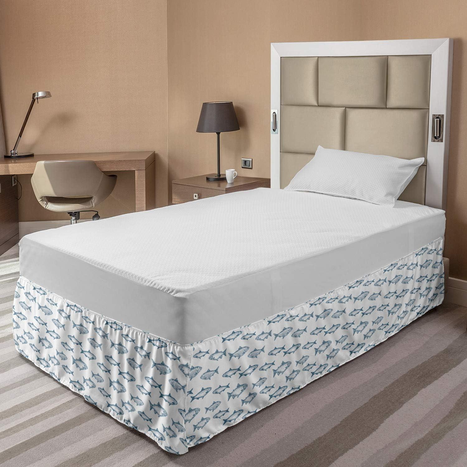 imageAmbesonne Strawberry Bed Skirt Continuous Cartoon Style Simplistic Summer Time Strawberries Art Elastic Bedskirt Dust Ruffle Wrap Around for Bedding Decor Full Rose Dark Pink and GreenSlate Blue White