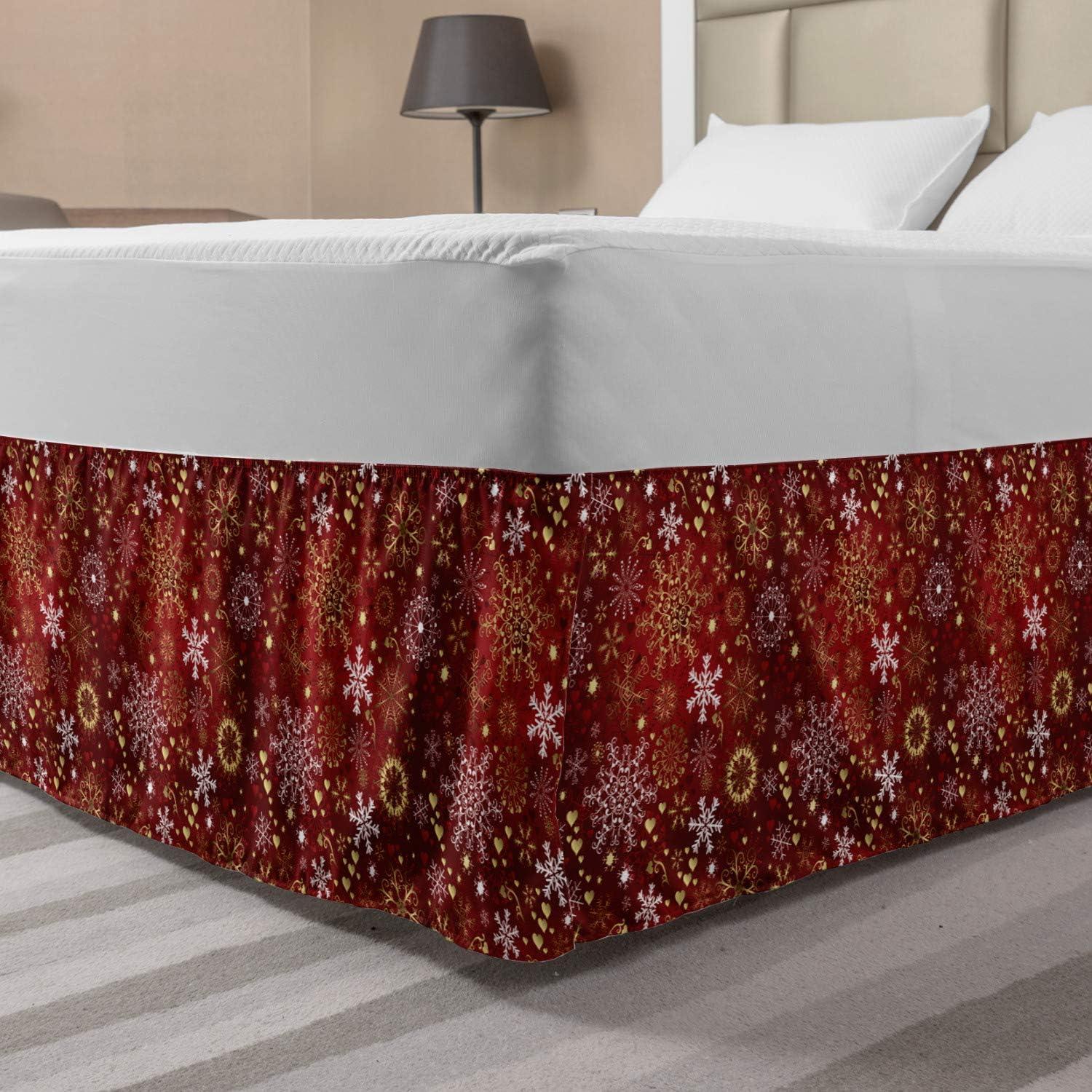 imageAmbesonne Strawberry Bed Skirt Continuous Cartoon Style Simplistic Summer Time Strawberries Art Elastic Bedskirt Dust Ruffle Wrap Around for Bedding Decor Full Rose Dark Pink and GreenVermilion Yellow White