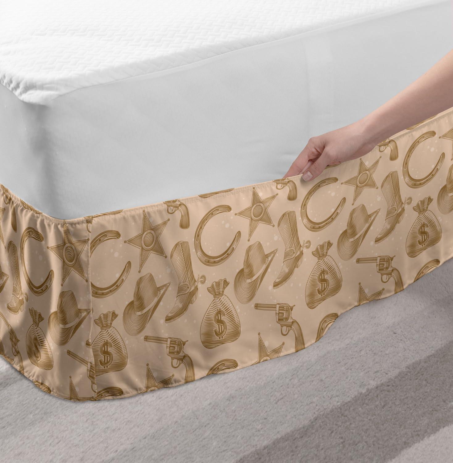 imageAmbesonne Strawberry Bed Skirt Continuous Cartoon Style Simplistic Summer Time Strawberries Art Elastic Bedskirt Dust Ruffle Wrap Around for Bedding Decor Full Rose Dark Pink and GreenTan Brown