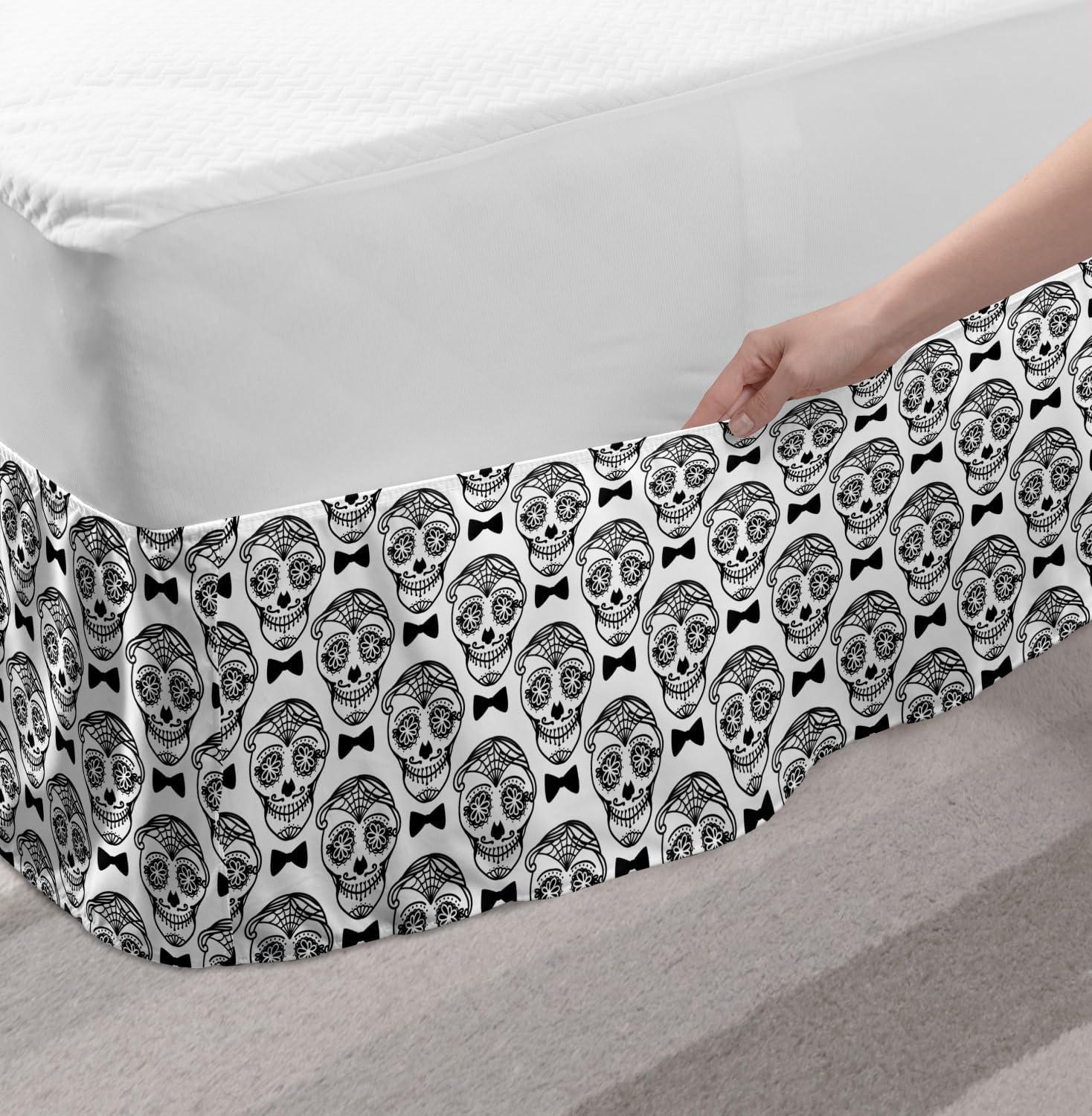 imageAmbesonne Strawberry Bed Skirt Continuous Cartoon Style Simplistic Summer Time Strawberries Art Elastic Bedskirt Dust Ruffle Wrap Around for Bedding Decor Full Rose Dark Pink and GreenCharcoal Grey