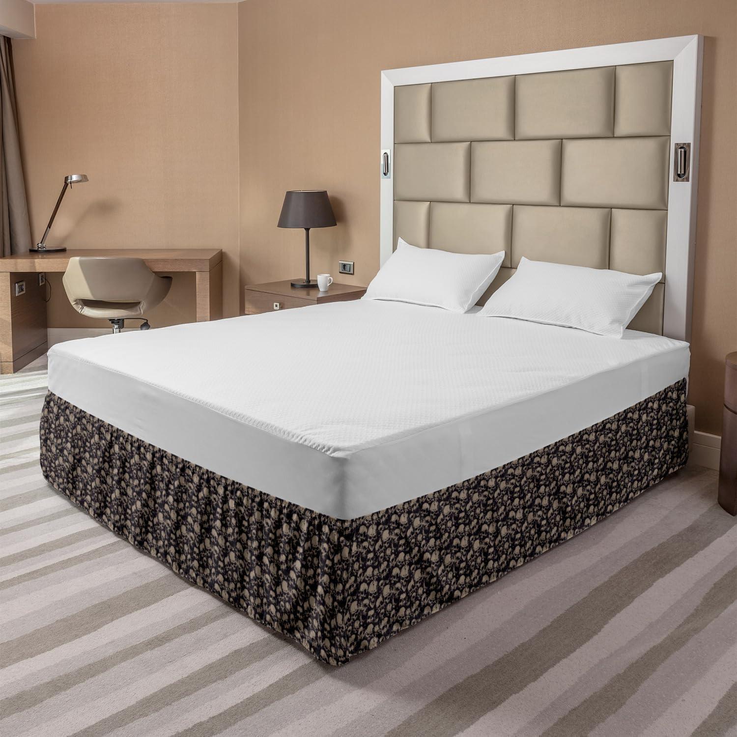 imageAmbesonne Strawberry Bed Skirt Continuous Cartoon Style Simplistic Summer Time Strawberries Art Elastic Bedskirt Dust Ruffle Wrap Around for Bedding Decor Full Rose Dark Pink and GreenCharcoal Grey Tan