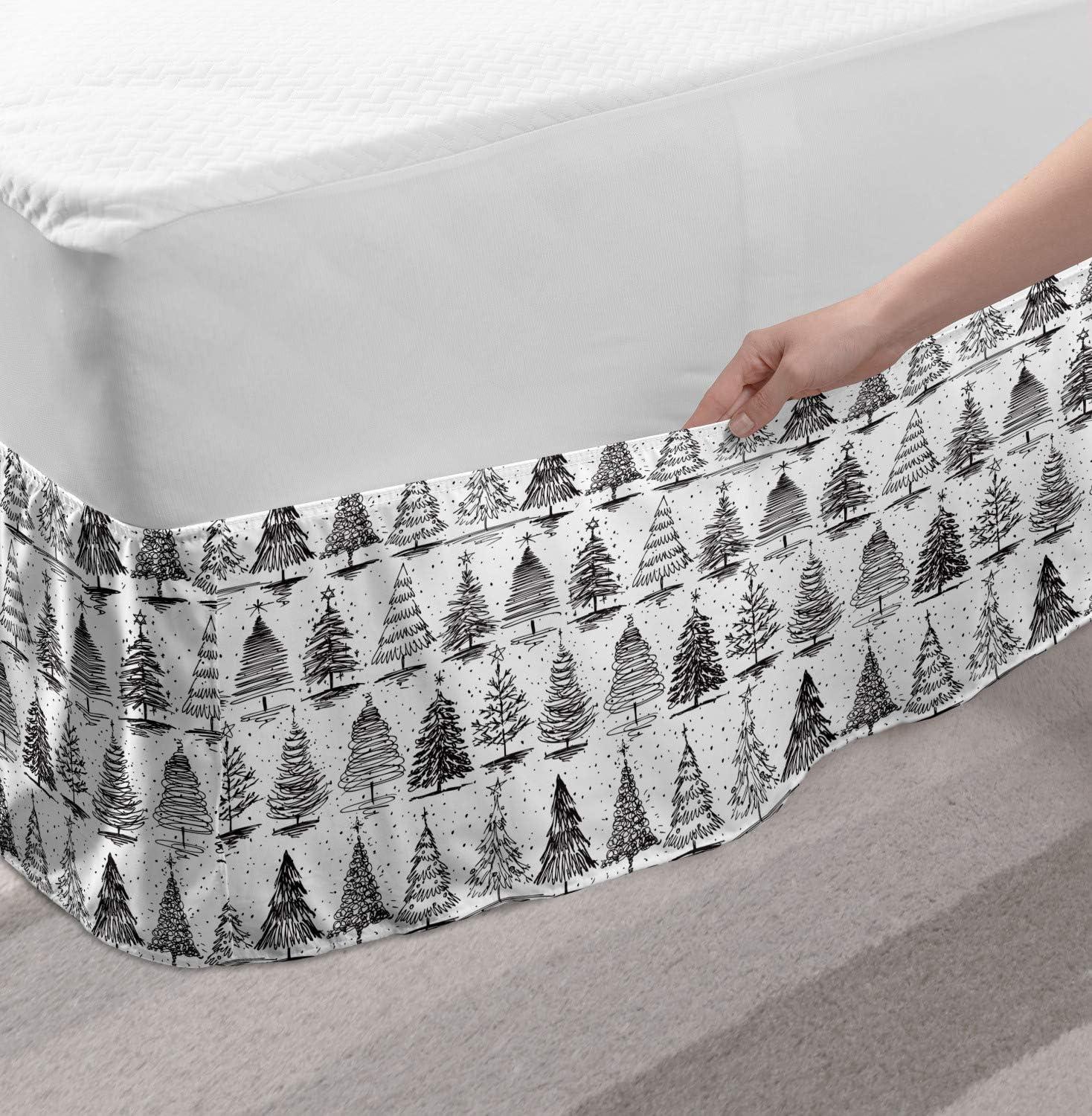 imageAmbesonne Strawberry Bed Skirt Continuous Cartoon Style Simplistic Summer Time Strawberries Art Elastic Bedskirt Dust Ruffle Wrap Around for Bedding Decor Full Rose Dark Pink and GreenCharcoal Grey White