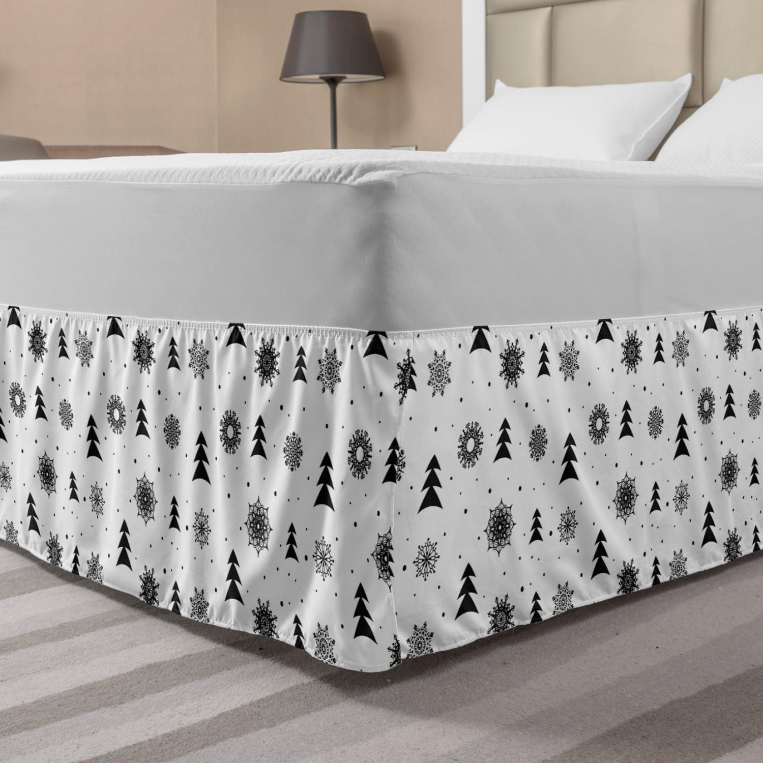 imageAmbesonne Strawberry Bed Skirt Continuous Cartoon Style Simplistic Summer Time Strawberries Art Elastic Bedskirt Dust Ruffle Wrap Around for Bedding Decor Full Rose Dark Pink and GreenWhite