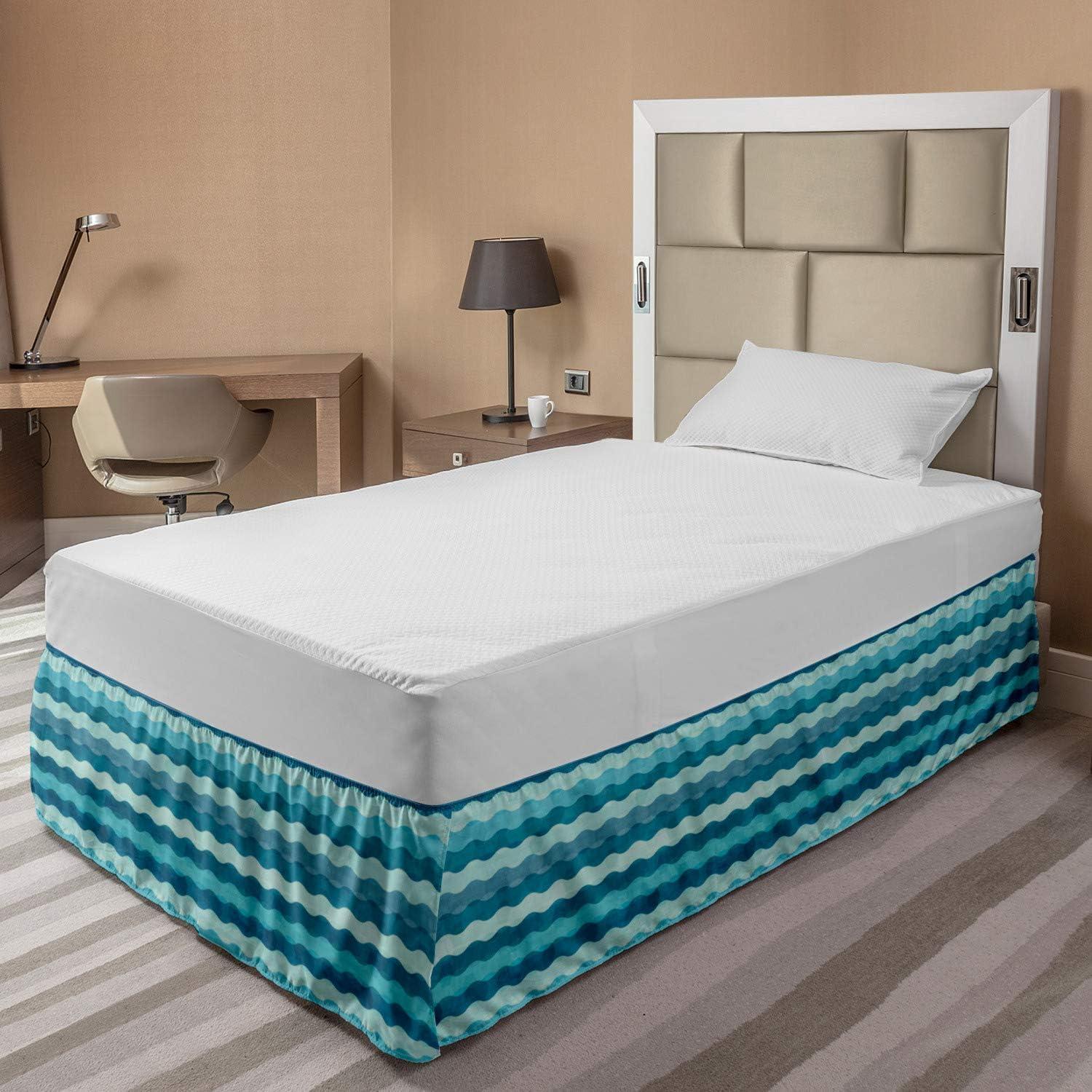 imageAmbesonne Strawberry Bed Skirt Continuous Cartoon Style Simplistic Summer Time Strawberries Art Elastic Bedskirt Dust Ruffle Wrap Around for Bedding Decor Full Rose Dark Pink and GreenTurquoise Teal Blue