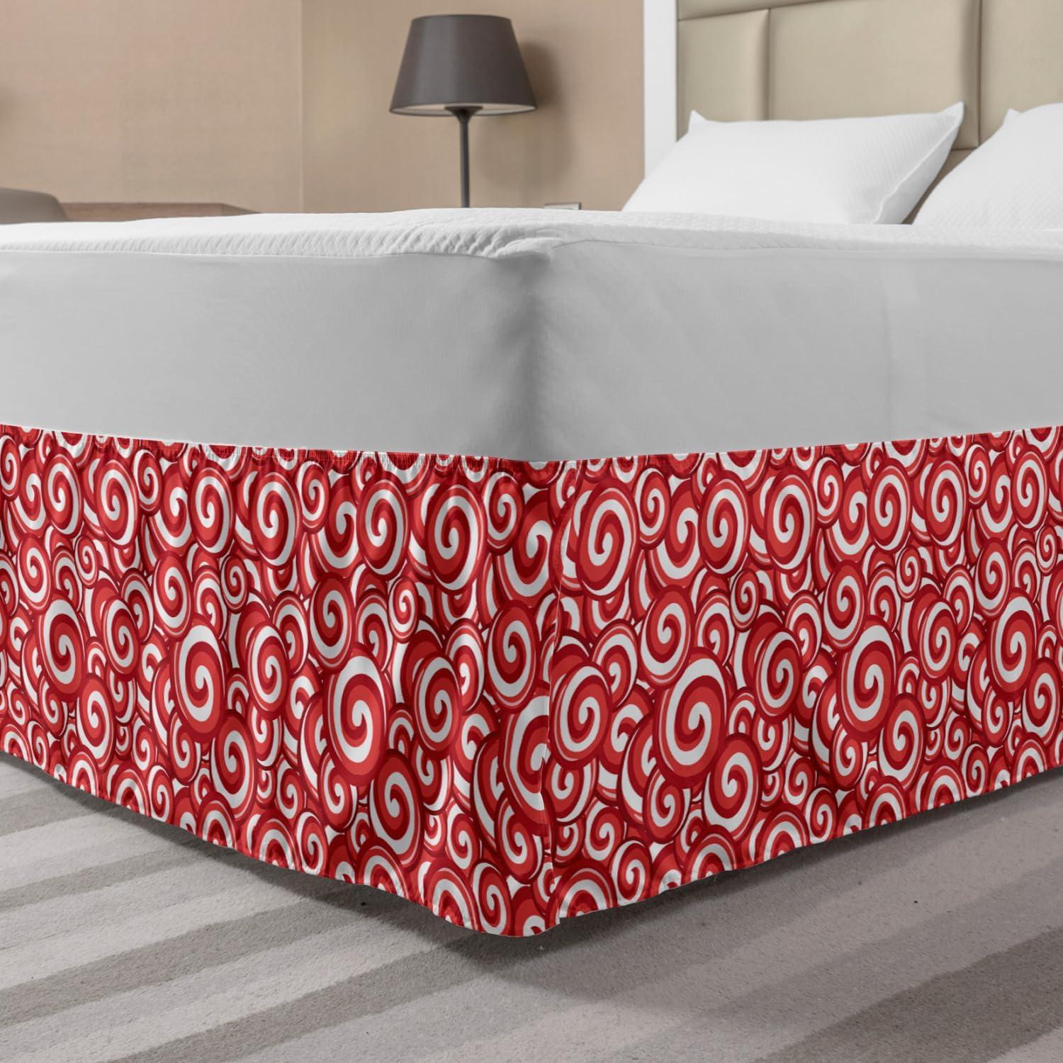 imageAmbesonne Strawberry Bed Skirt Continuous Cartoon Style Simplistic Summer Time Strawberries Art Elastic Bedskirt Dust Ruffle Wrap Around for Bedding Decor Full Rose Dark Pink and GreenCoral Ruby White