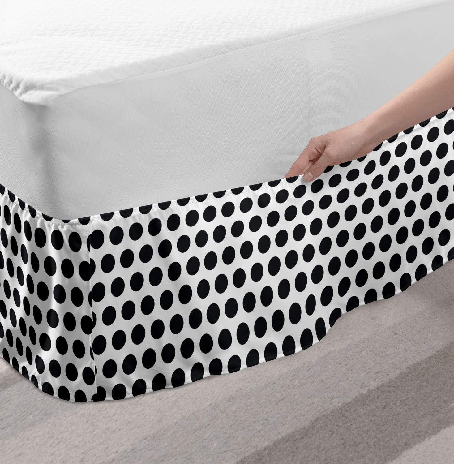imageAmbesonne Strawberry Bed Skirt Continuous Cartoon Style Simplistic Summer Time Strawberries Art Elastic Bedskirt Dust Ruffle Wrap Around for Bedding Decor Full Rose Dark Pink and GreenBlack and White