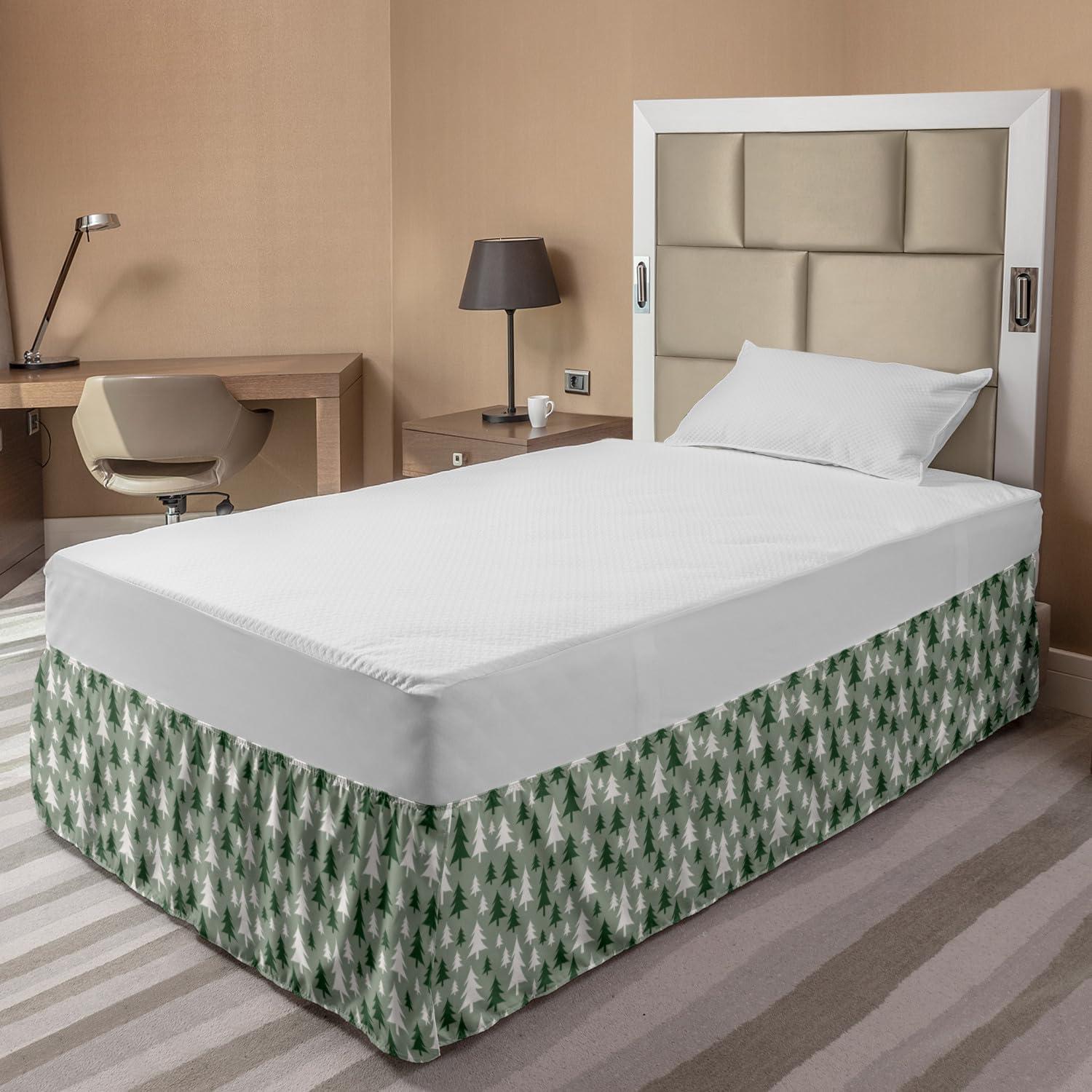 imageAmbesonne Strawberry Bed Skirt Continuous Cartoon Style Simplistic Summer Time Strawberries Art Elastic Bedskirt Dust Ruffle Wrap Around for Bedding Decor Full Rose Dark Pink and GreenReseda Green Green