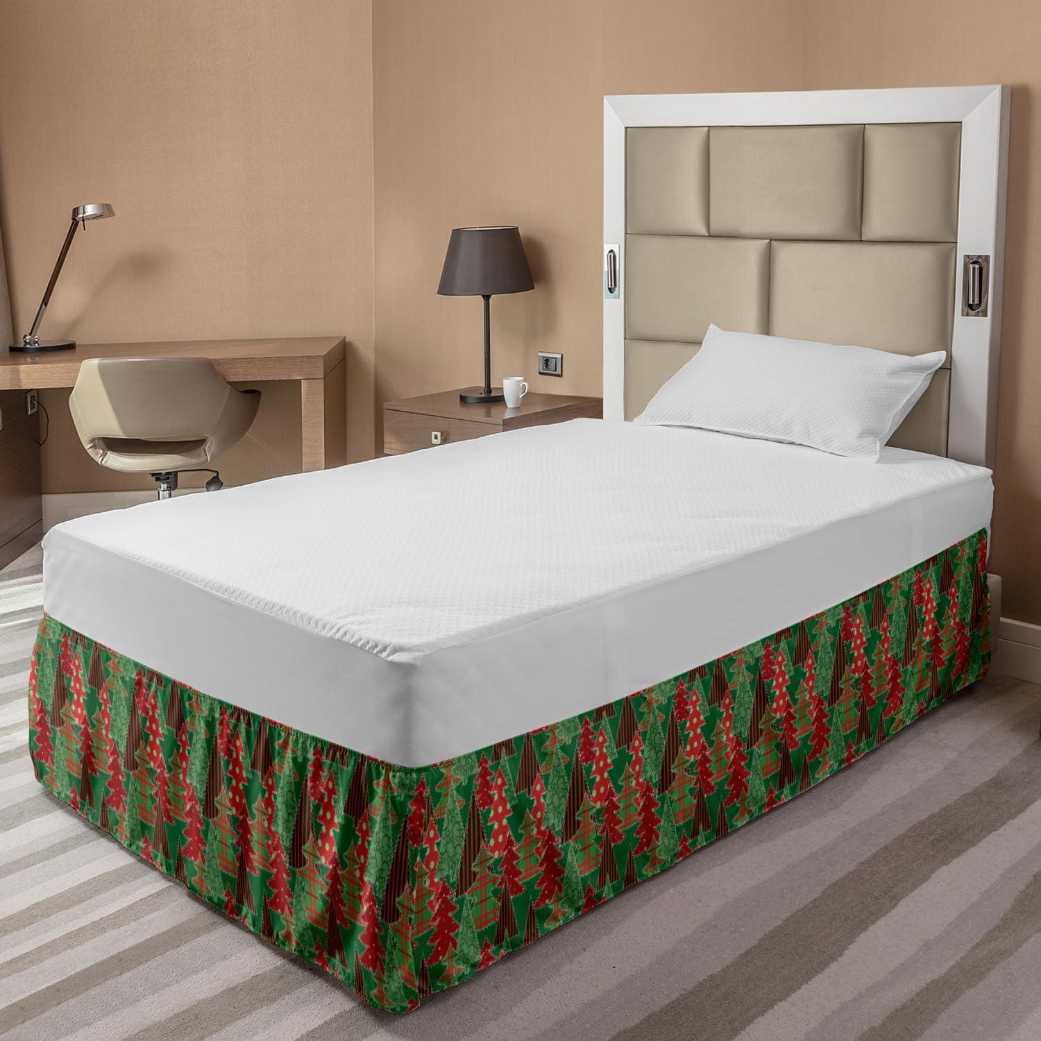 imageAmbesonne Strawberry Bed Skirt Continuous Cartoon Style Simplistic Summer Time Strawberries Art Elastic Bedskirt Dust Ruffle Wrap Around for Bedding Decor Full Rose Dark Pink and GreenDark Coral Dark Green