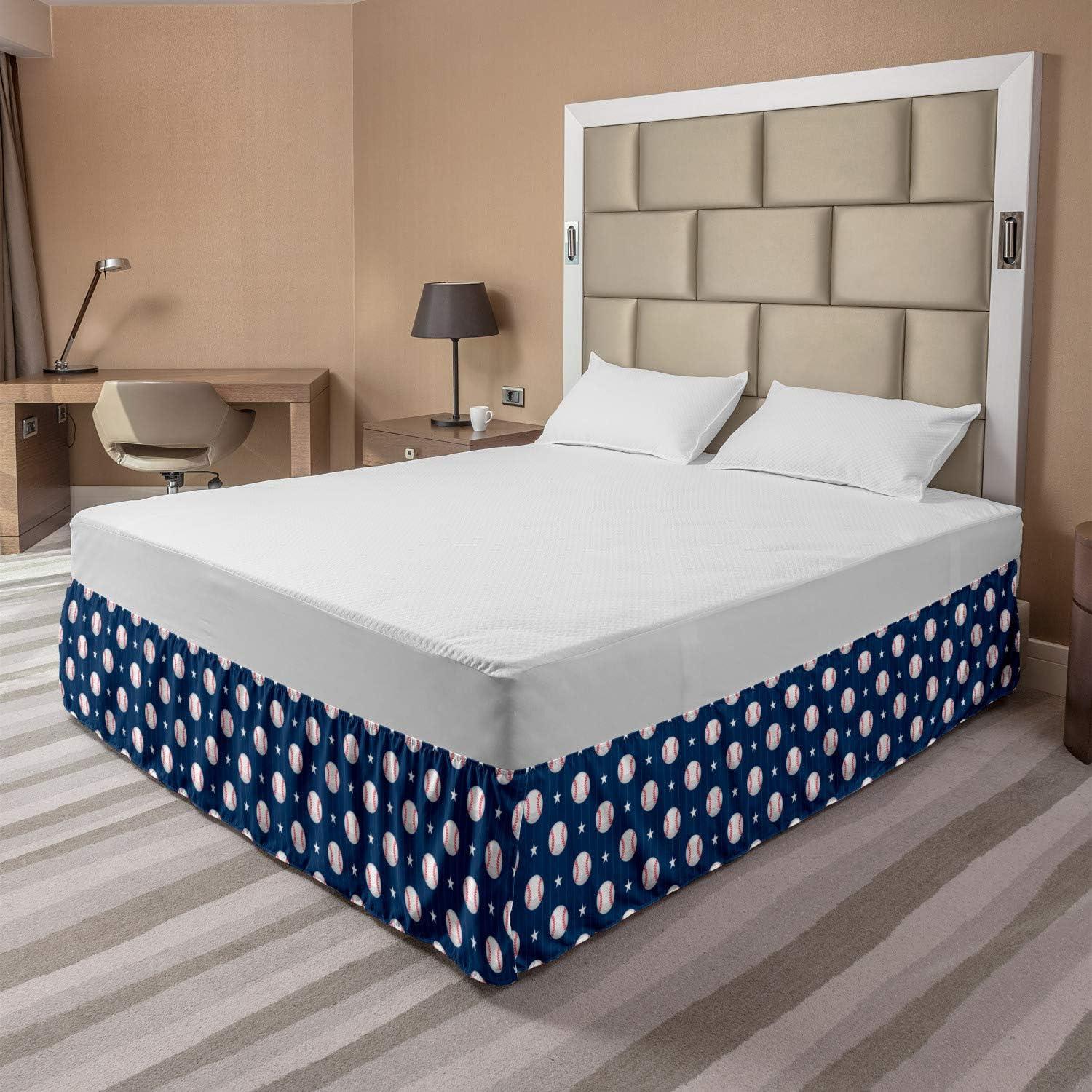 imageAmbesonne Strawberry Bed Skirt Continuous Cartoon Style Simplistic Summer Time Strawberries Art Elastic Bedskirt Dust Ruffle Wrap Around for Bedding Decor Full Rose Dark Pink and GreenNight Blue Red White