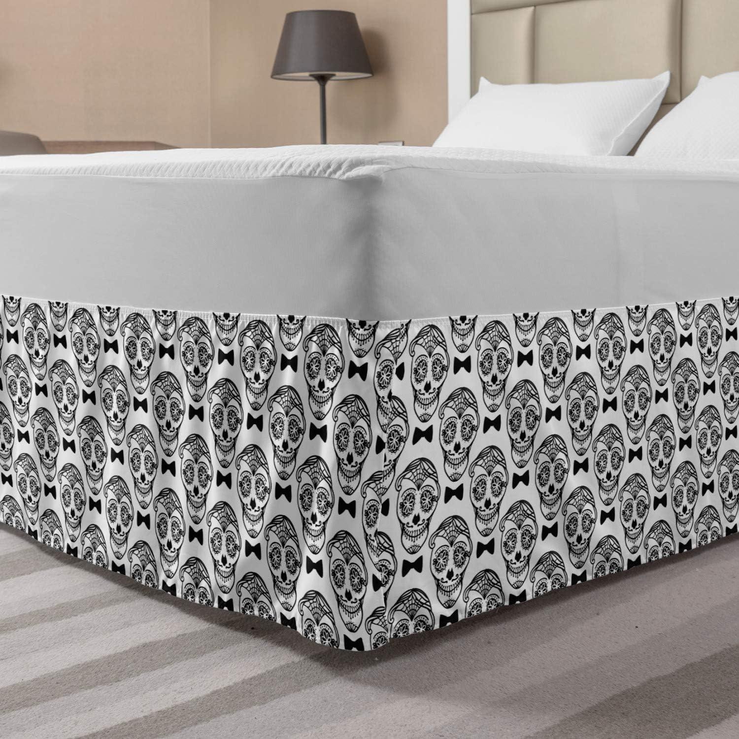 imageAmbesonne Strawberry Bed Skirt Continuous Cartoon Style Simplistic Summer Time Strawberries Art Elastic Bedskirt Dust Ruffle Wrap Around for Bedding Decor Full Rose Dark Pink and GreenCharcoal Grey