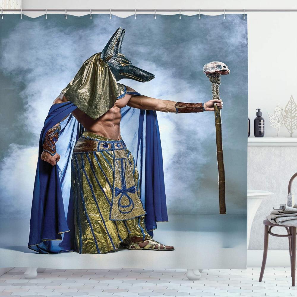 imageAmbesonne Alice in Wonderland Shower Curtain White Rabbit is Talking Fictional Fantasy and Alice Themed Print Cloth Fabric Bathroom Decor Set with Hooks 69 W x 70 L White Blue BlackMustard Dimgrey