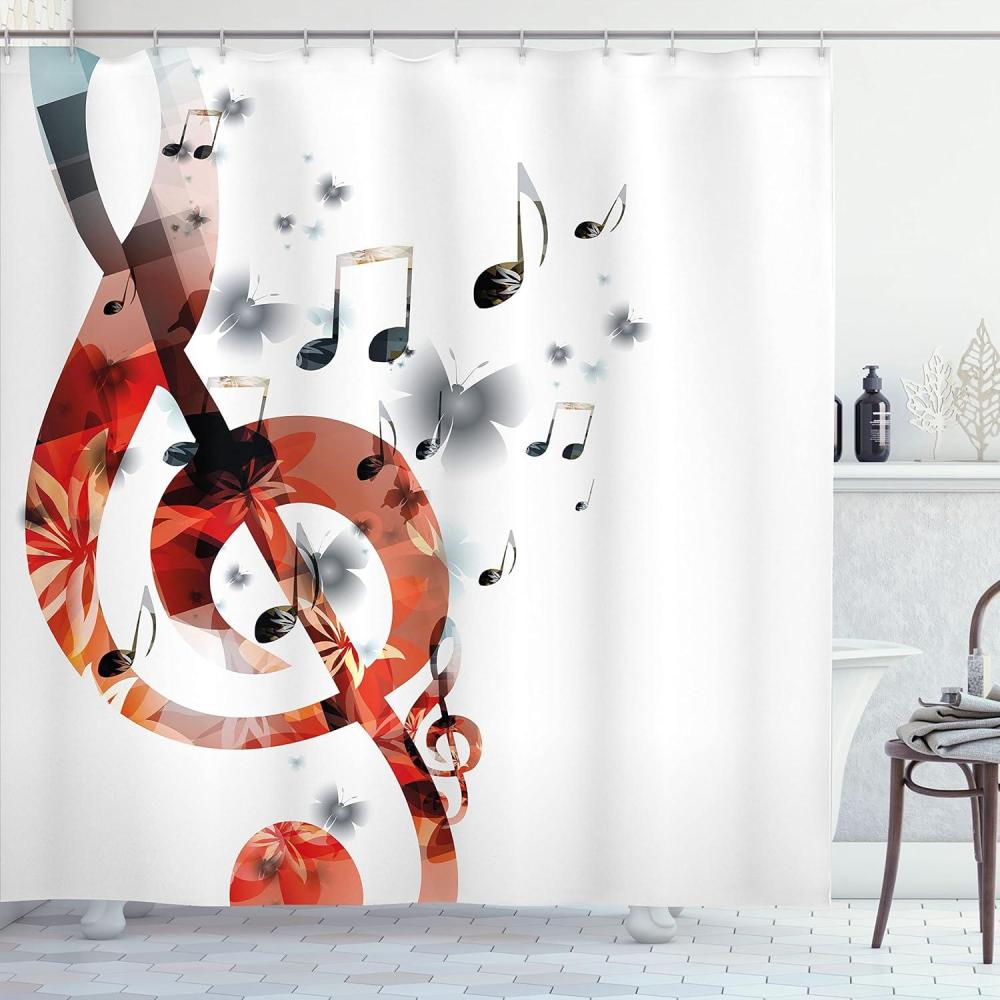 imageAmbesonne Alice in Wonderland Shower Curtain White Rabbit is Talking Fictional Fantasy and Alice Themed Print Cloth Fabric Bathroom Decor Set with Hooks 69 W x 70 L White Blue BlackPale Rust