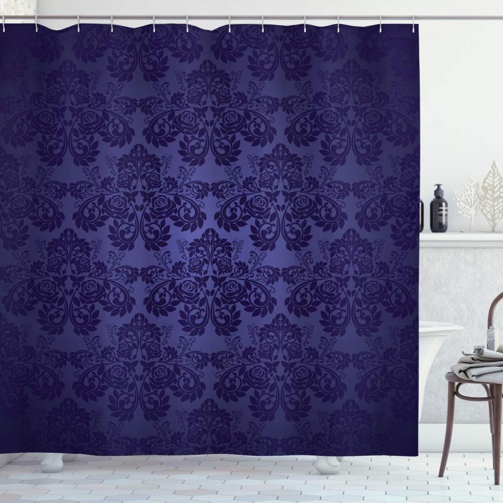 imageAmbesonne Alice in Wonderland Shower Curtain White Rabbit is Talking Fictional Fantasy and Alice Themed Print Cloth Fabric Bathroom Decor Set with Hooks 69 W x 70 L White Blue BlackDark Blue