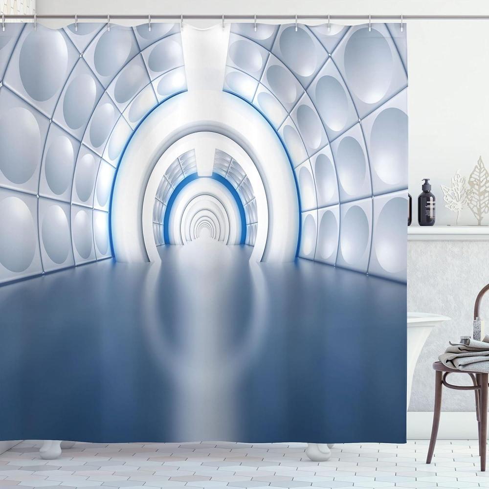 imageAmbesonne Alice in Wonderland Shower Curtain White Rabbit is Talking Fictional Fantasy and Alice Themed Print Cloth Fabric Bathroom Decor Set with Hooks 69 W x 70 L White Blue BlackCobalt White