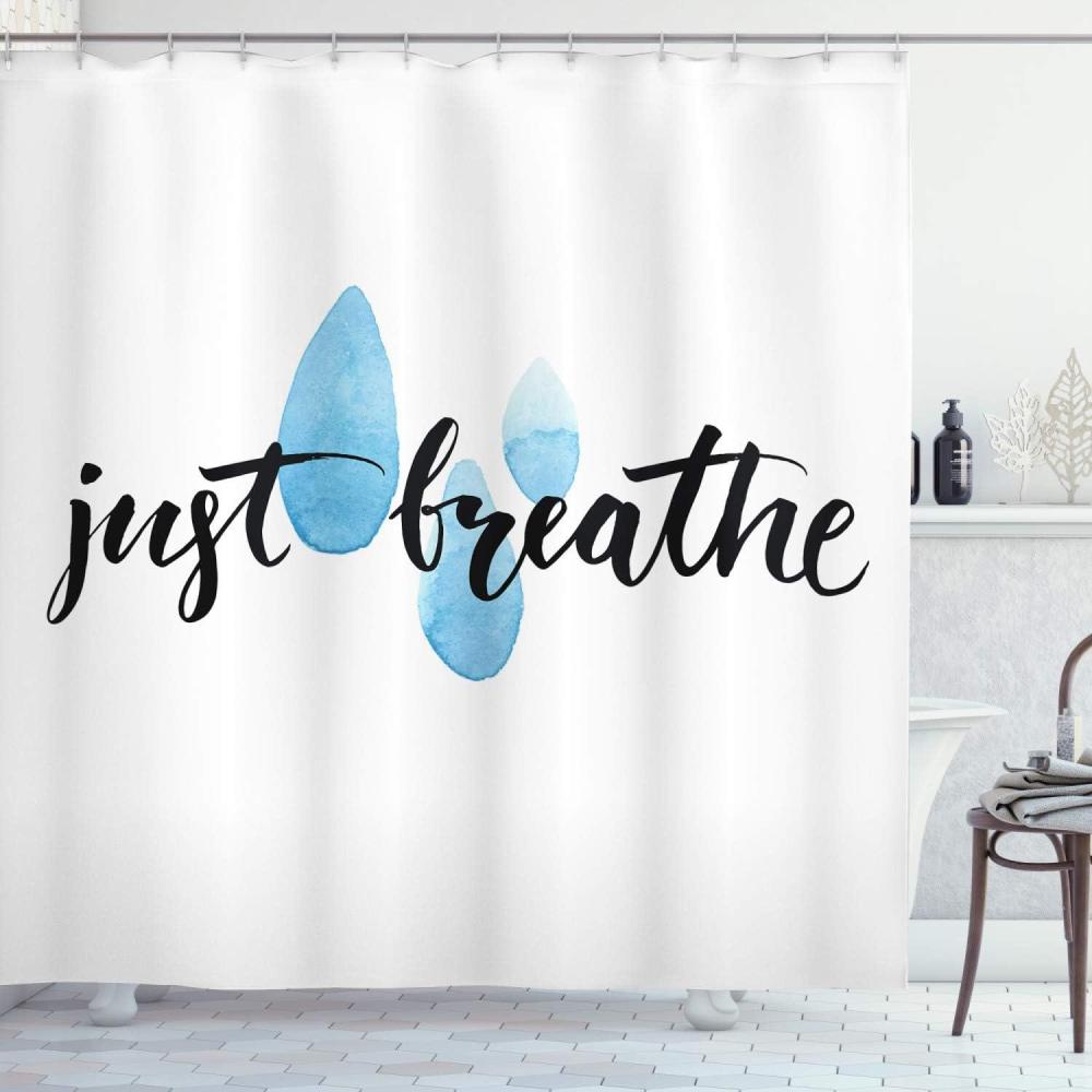 imageAmbesonne Alice in Wonderland Shower Curtain White Rabbit is Talking Fictional Fantasy and Alice Themed Print Cloth Fabric Bathroom Decor Set with Hooks 69 W x 70 L White Blue BlackBlack Blue