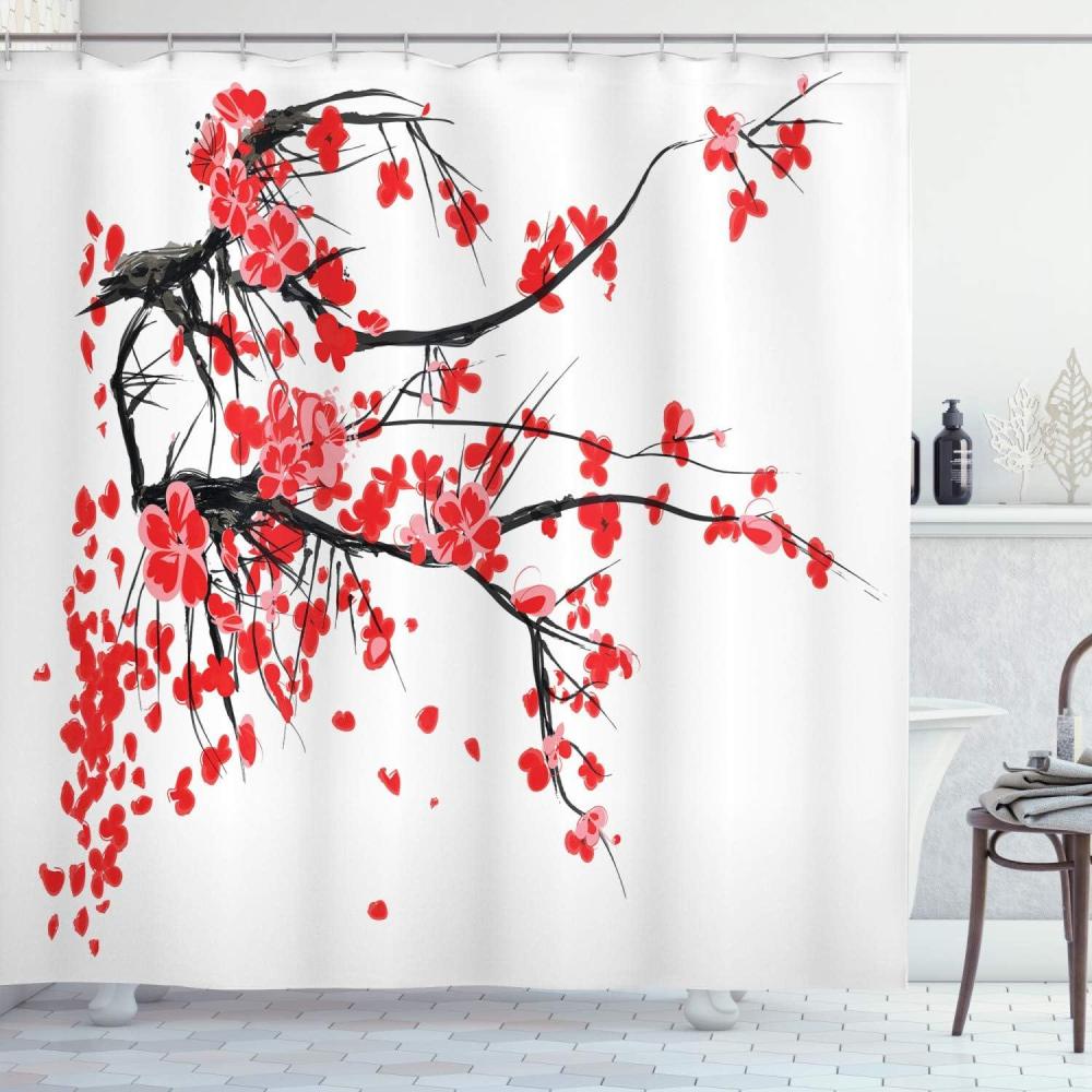 imageAmbesonne Animal Shower Curtain Colorful Design Savannah Themed Cartoon Animals Image Art Forest Woodland Print Cloth Fabric Bathroom Decor Set with Hooks 69 W x 84 L Multicolor Sky BlueVermilion Brown White