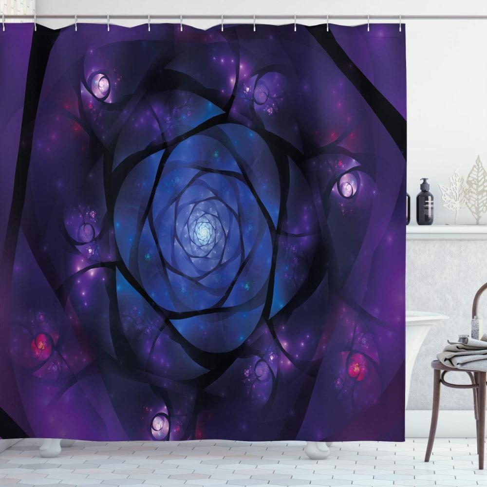 imageAmbesonne Animal Shower Curtain Colorful Design Savannah Themed Cartoon Animals Image Art Forest Woodland Print Cloth Fabric Bathroom Decor Set with Hooks 69 W x 84 L Multicolor Sky BluePurple Blue