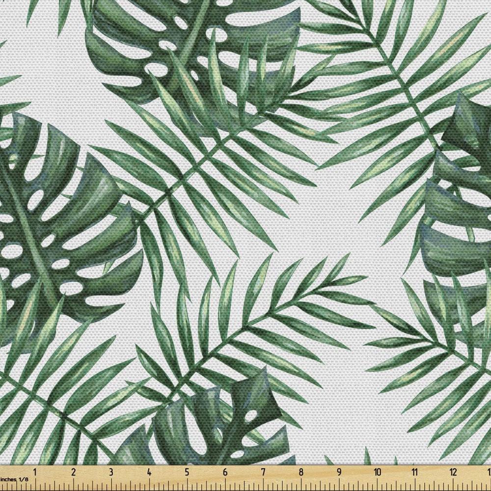 imageAmbesonne Bird Print Fabric by The Yard Cartoon Pattern with Flying Pelicans Decorative Fabric for Upholstery and Home Accents 1 Yard EggshellForest Green
