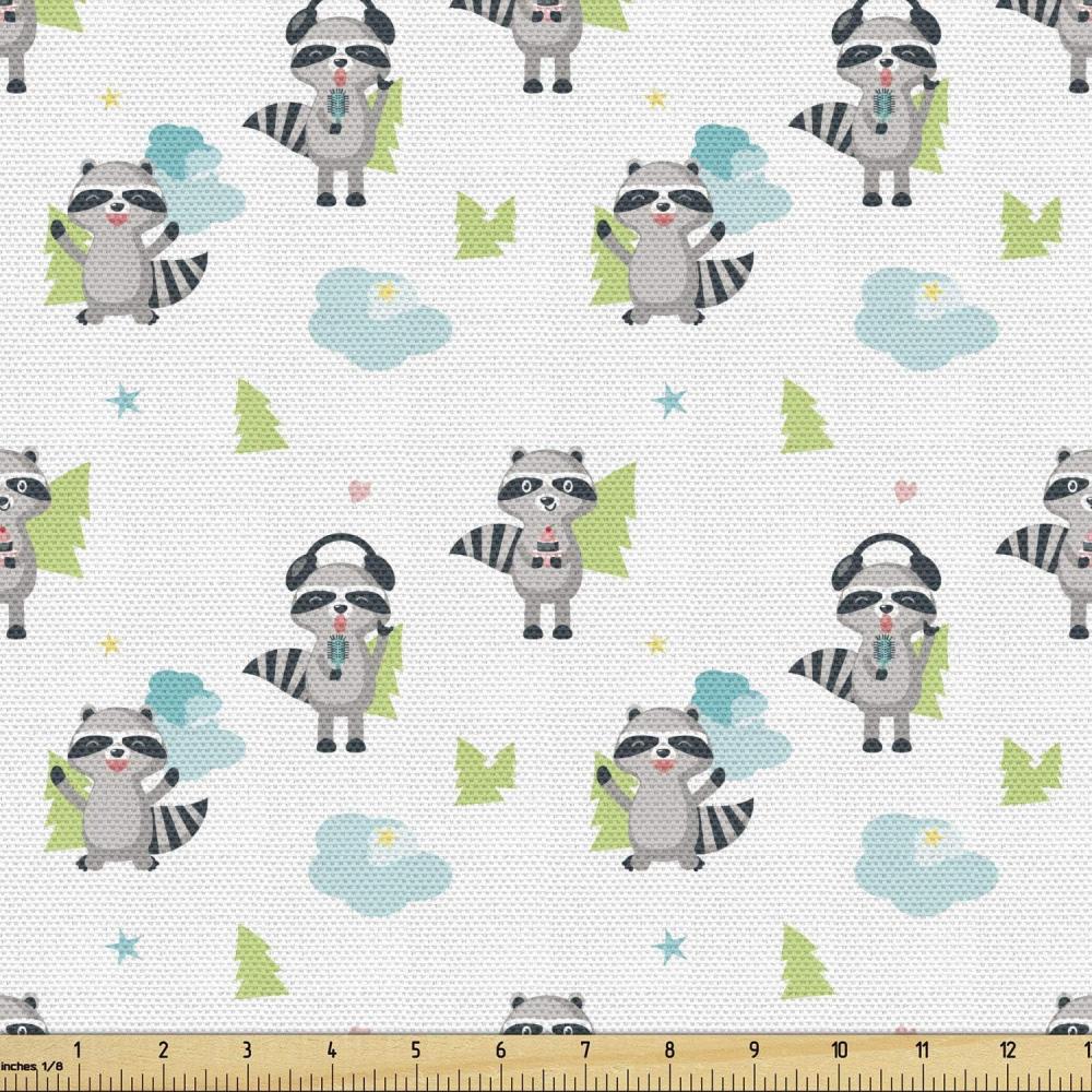 imageAmbesonne Bird Print Fabric by The Yard Cartoon Pattern with Flying Pelicans Decorative Fabric for Upholstery and Home Accents 1 Yard EggshellGrey Green