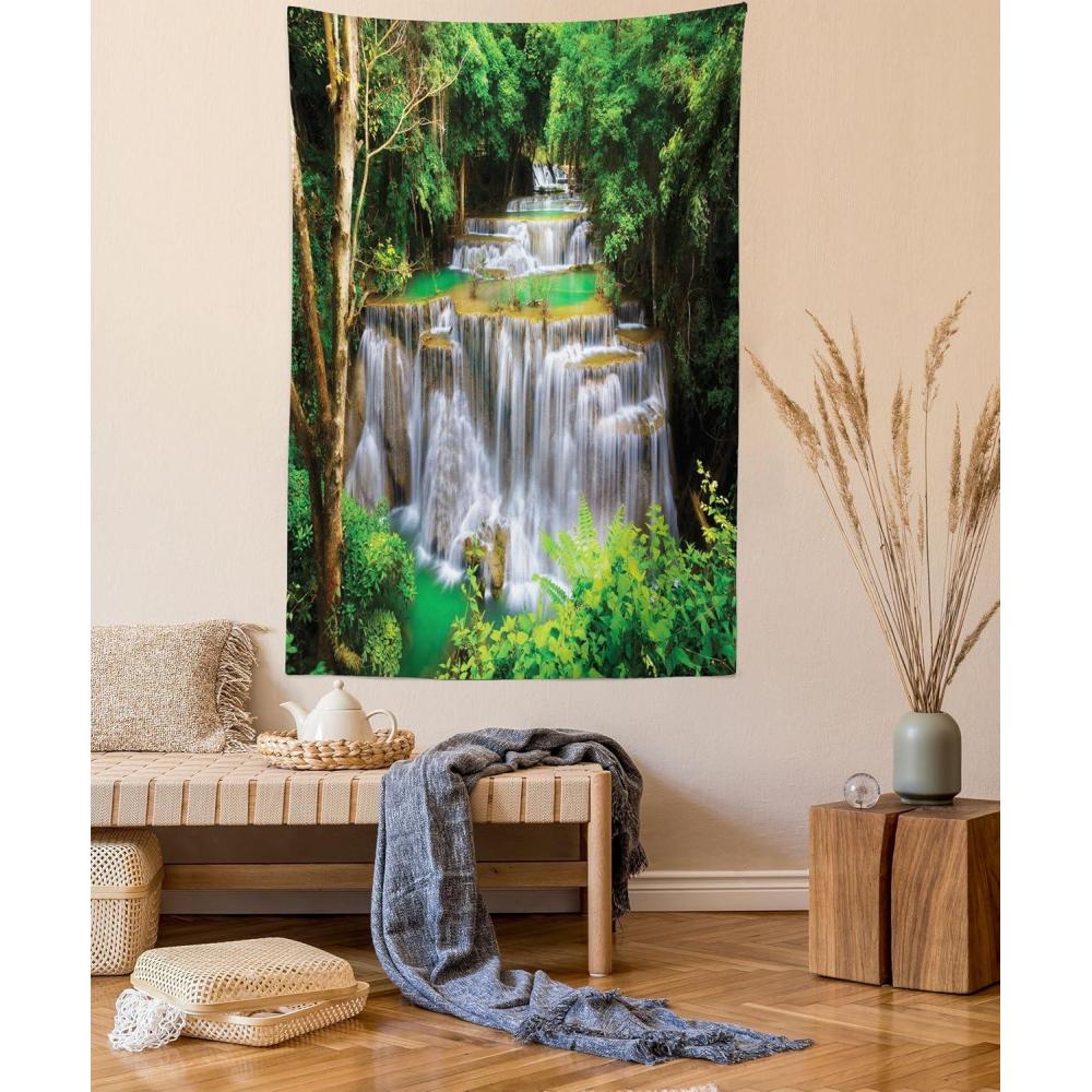 imageAmbesonne Cat Tapestry Cartoon Cat in Various Poses Sleepy Lying Dreaming Expression Comic Wall Hanging for Bedroom Living Room Dorm Decor 40 X 60 Turquoise ApricotCoffee White